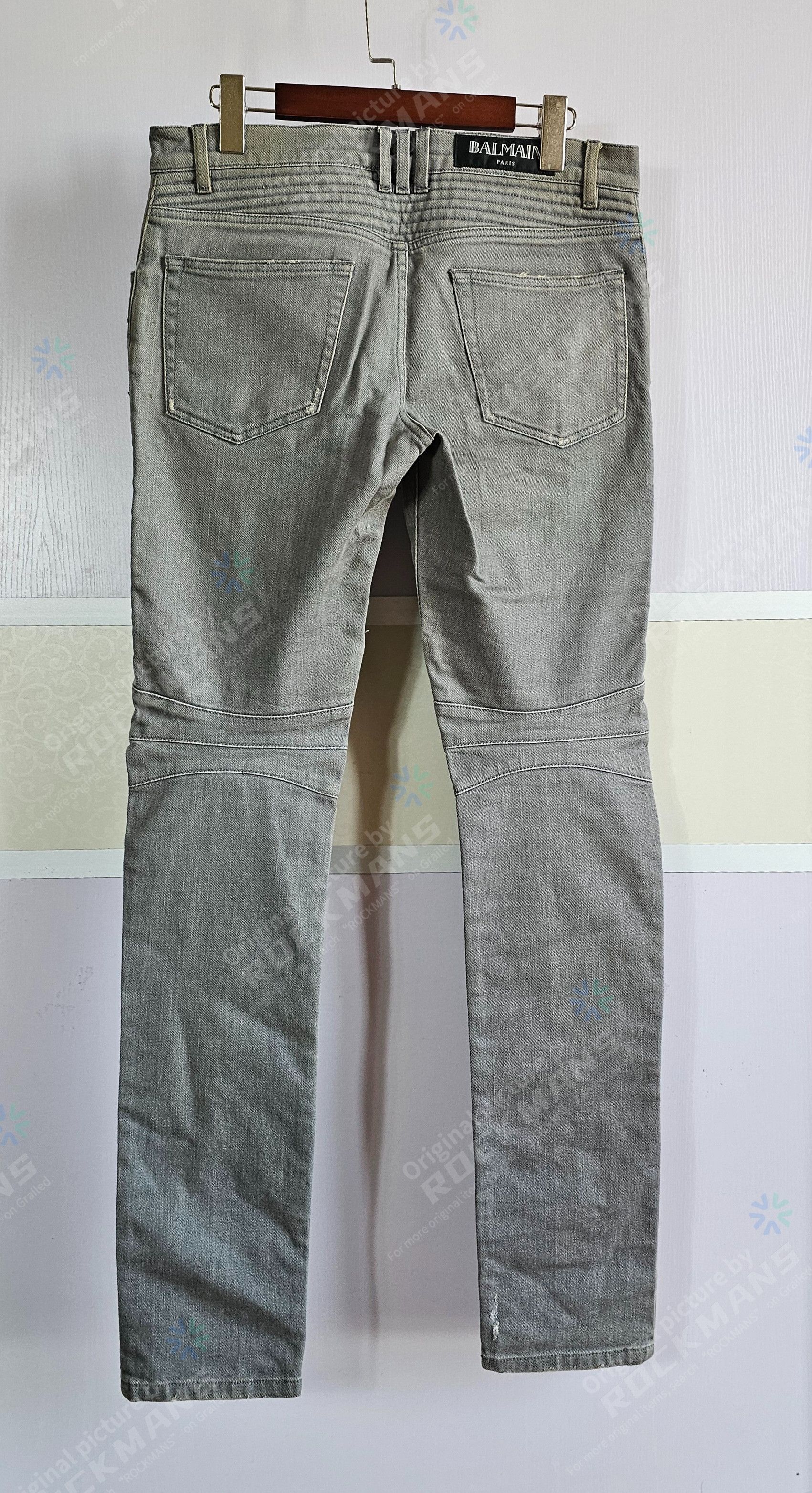 Balmain Balmain Men's Grey Biker Jeans Size 29 Size US 29 - 3 Thumbnail
