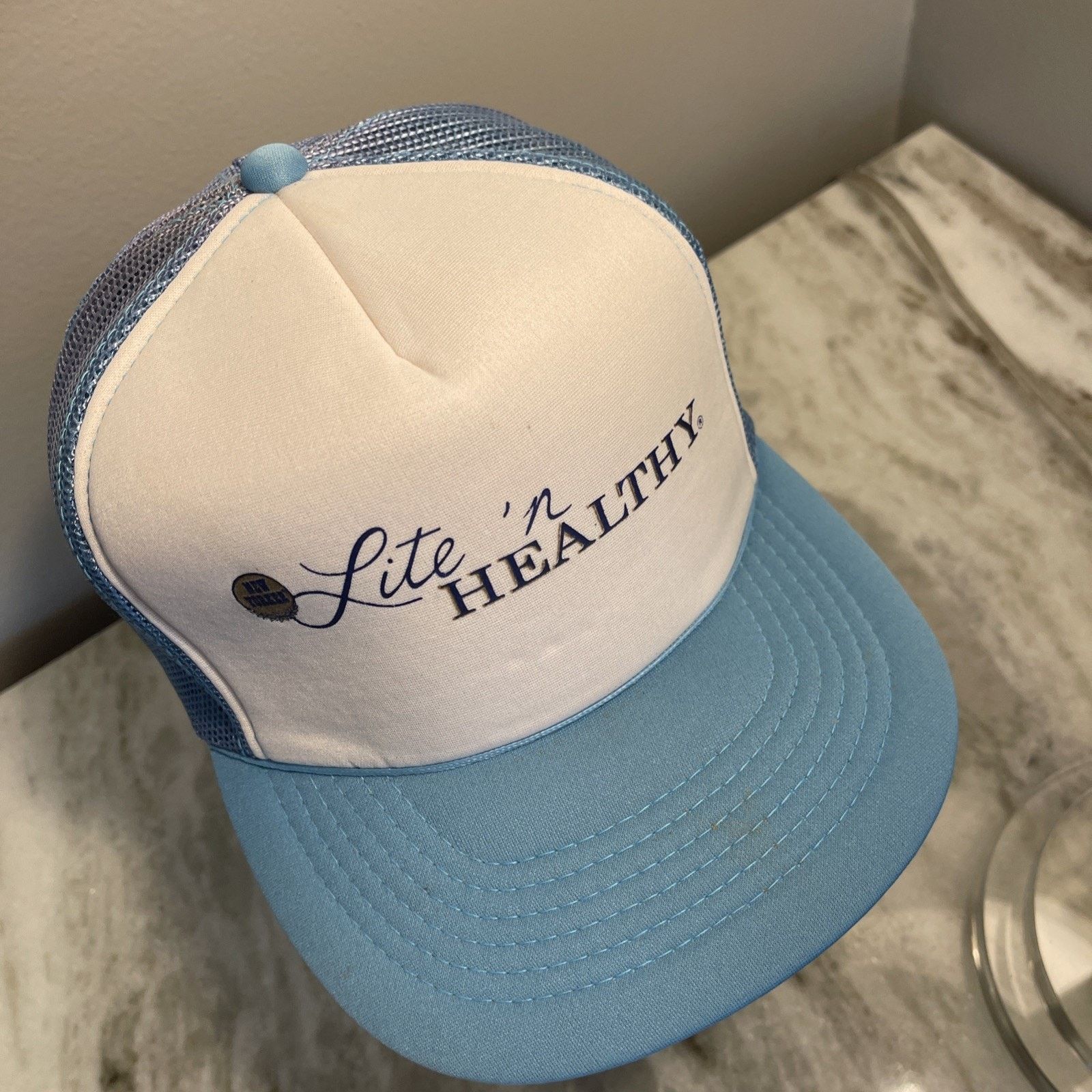 Vintage Vtg Adjustable New Yorker Lite N Healthy Trucker Hat Youngan Size ONE SIZE - 2 Thumbnail