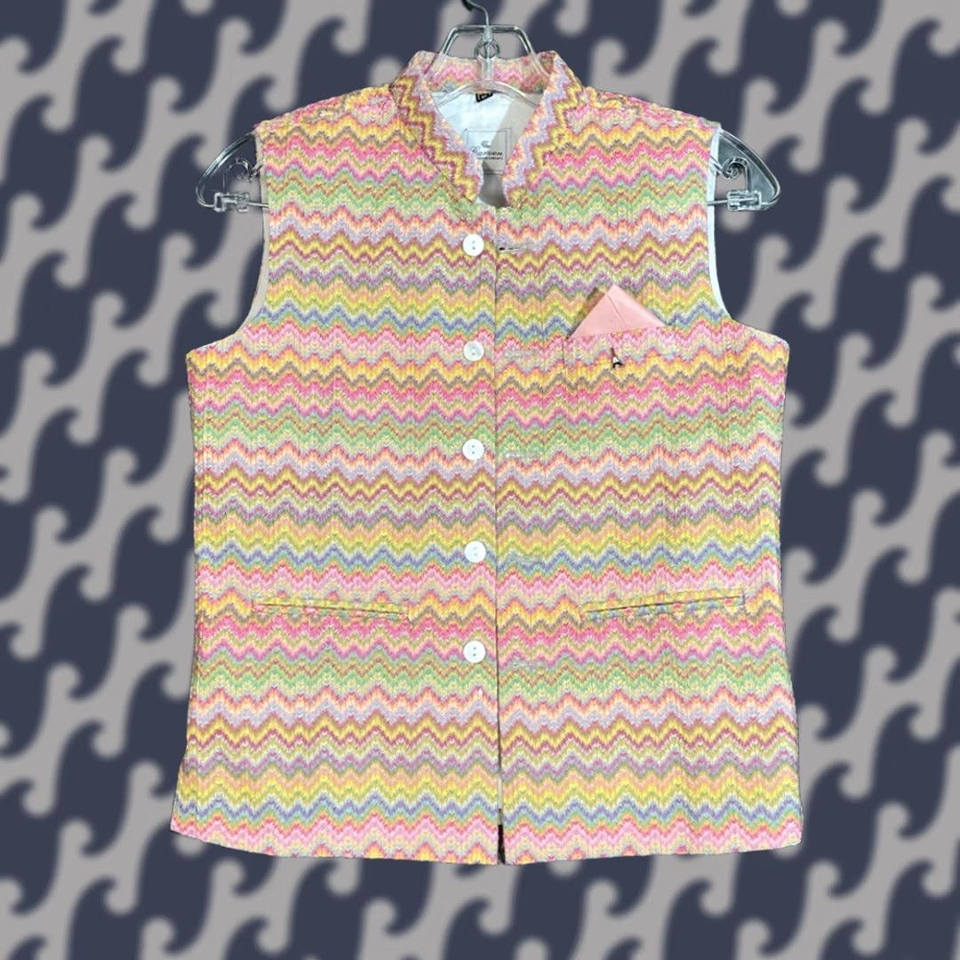Carven Carven Designer Concept Vest Women's Size 10 Pastel Multi Color Chevron Pattern Size L / US 10 / IT 46 - 1 Thumbnail