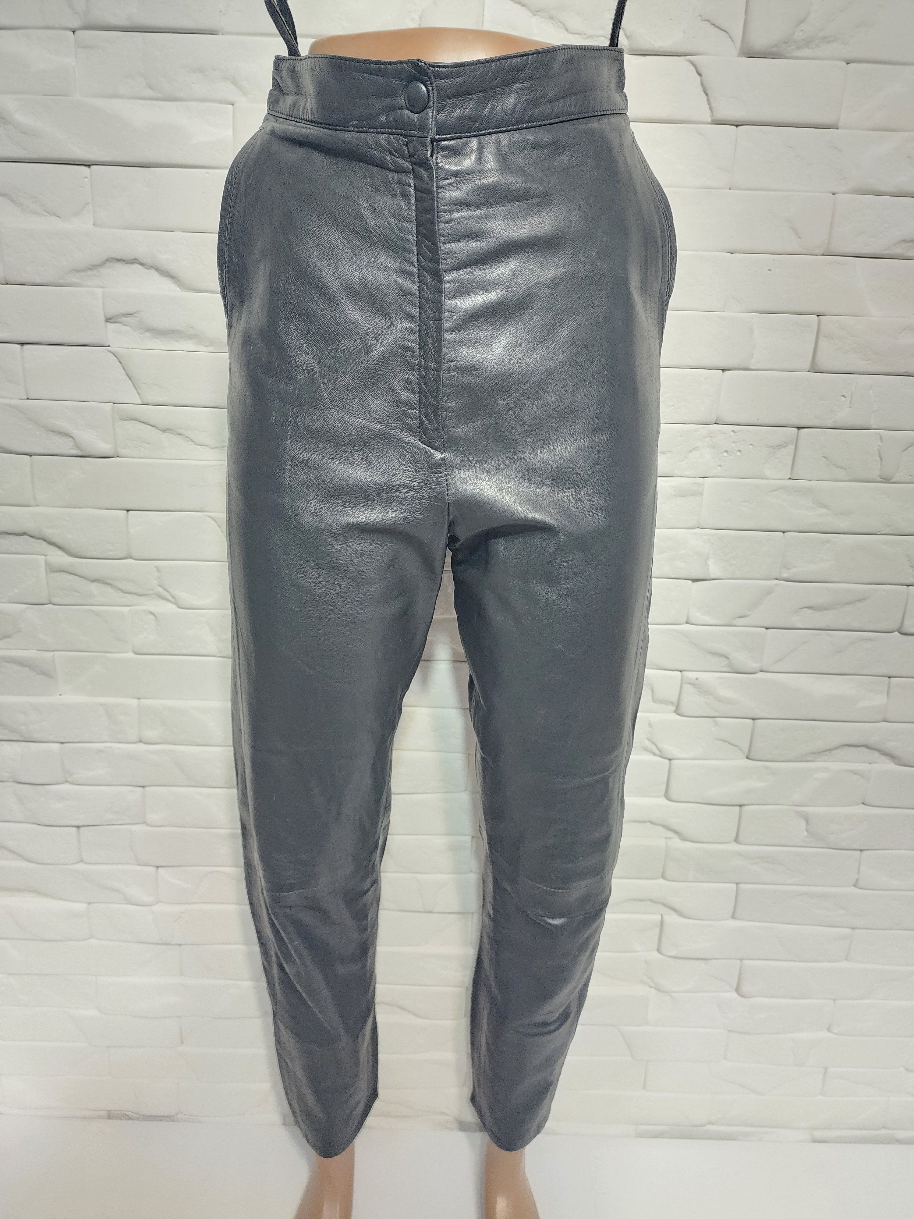 Other Gray Leather Pants: Women's Genuine Trousers Size 25" / US 0 / IT 36 - 1 Thumbnail