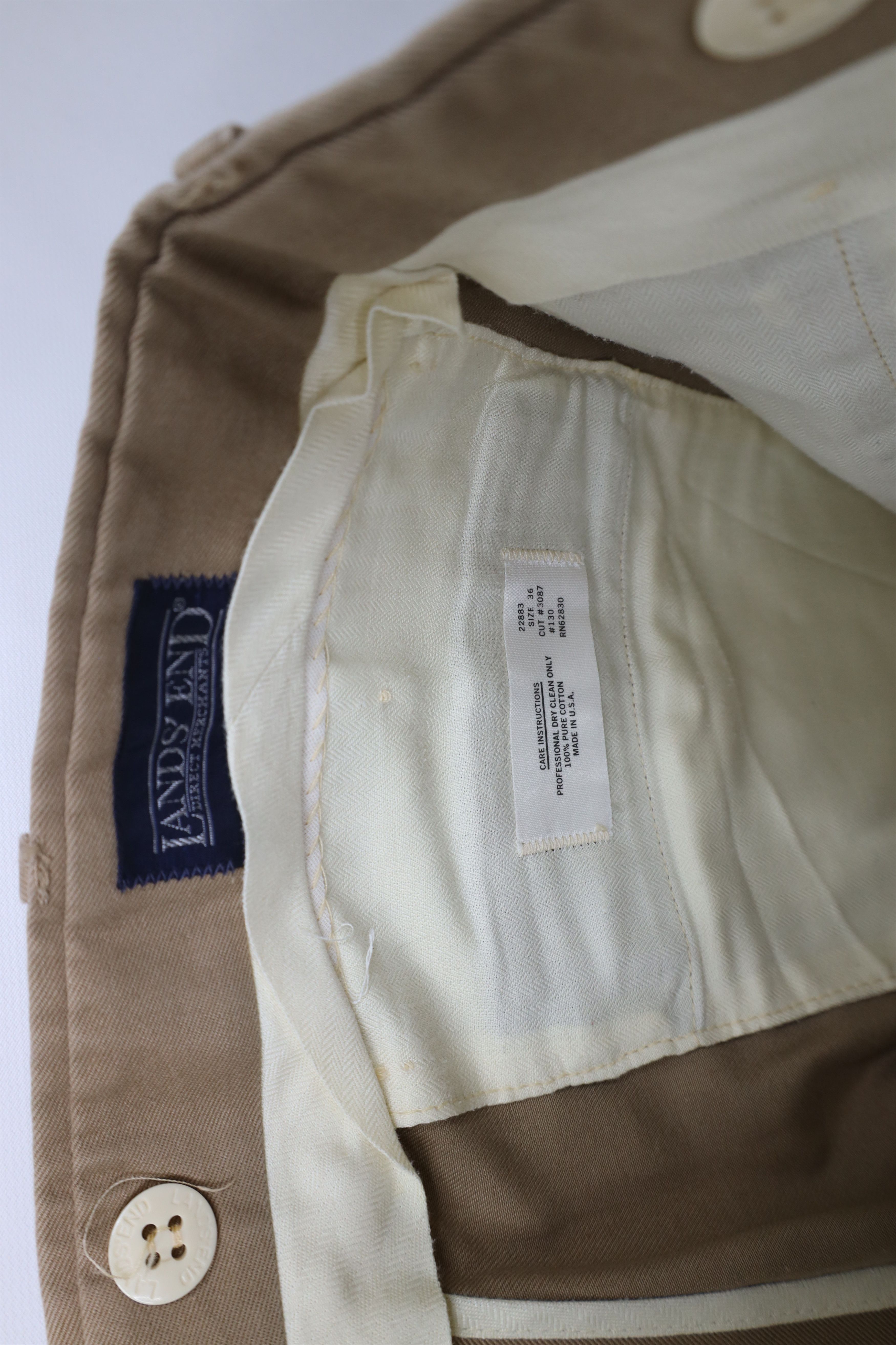 Lands' End Vintage 70s Lands End Pleated Wide Leg Chino Pants Beige USA Size US 36 / EU 52 - 10 Thumbnail