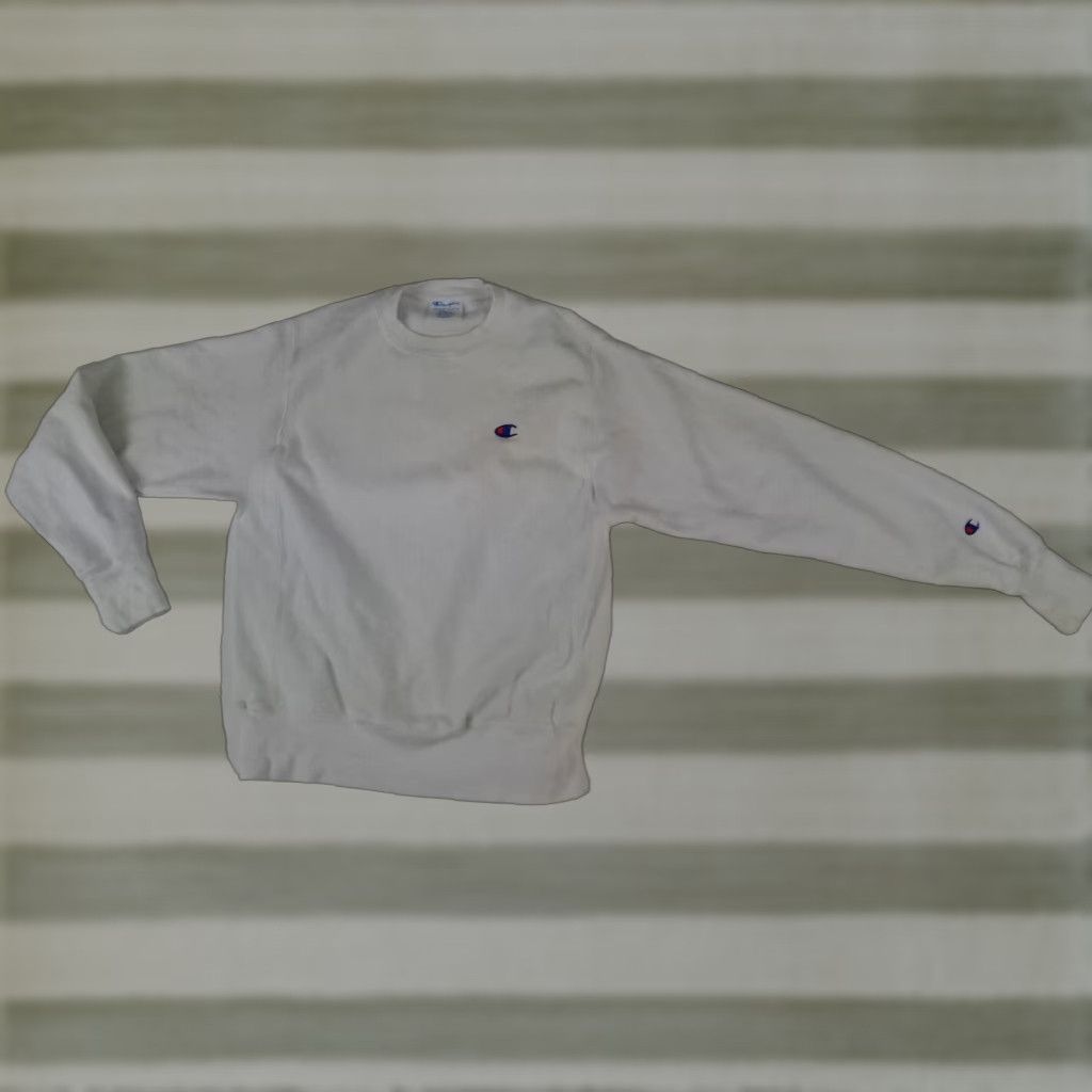 Champion VINTAGE Champion Reverse Weave Sweatshirt White S Women Crew Neck Pullover Long Sleeve Activewear Canvas Cotton Regular Size Size S / US 4 / IT 40 - 1 Thumbnail
