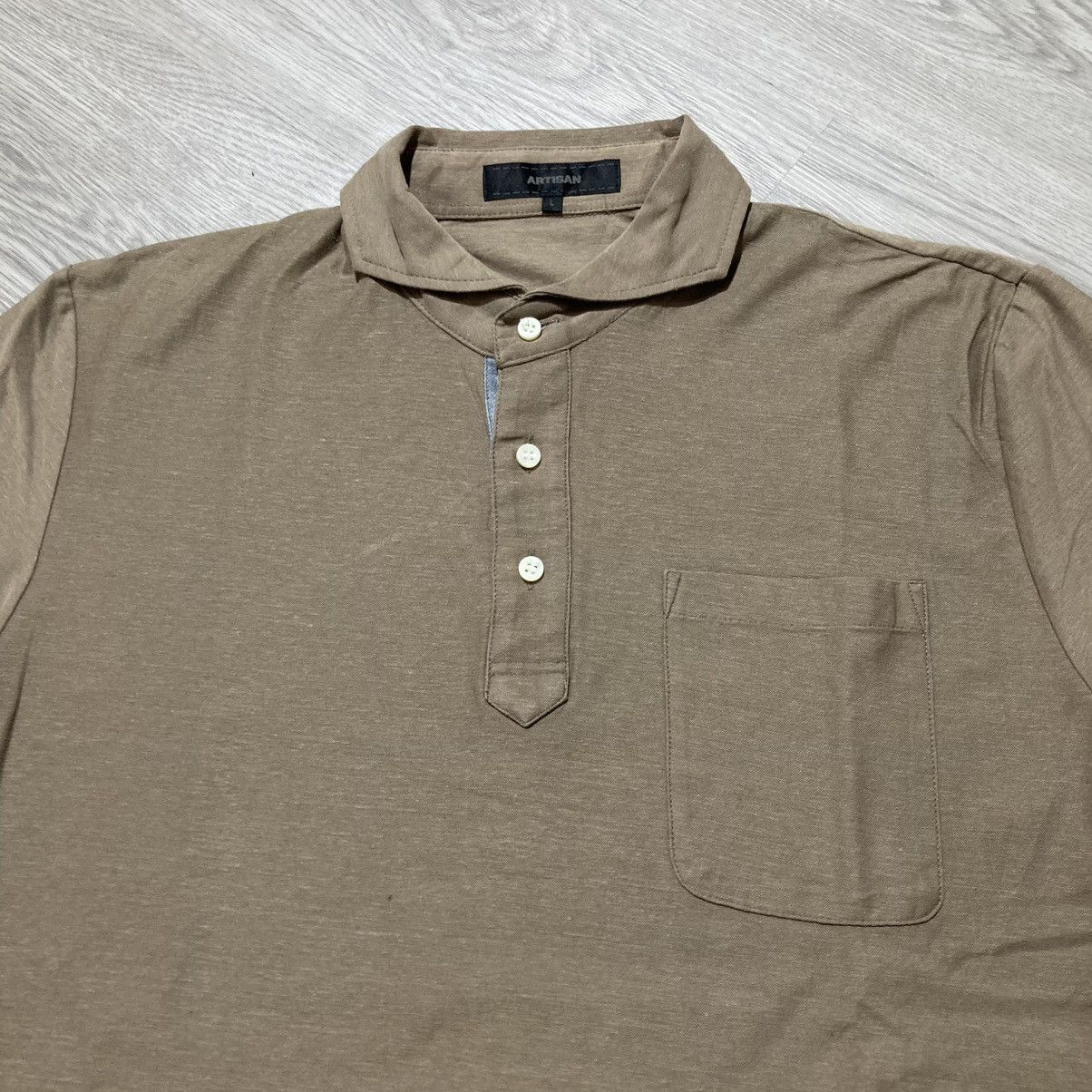 Japanese Brand 2000s Artisan Pocket Polo Tshirt Brown Designer Size US L / EU 52-54 / 3 - 3 Thumbnail