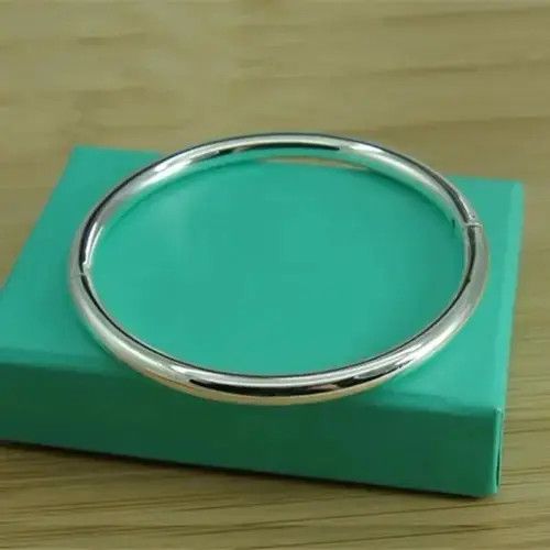 Jewelry × Vintage 925 Sterling Silver Bangle Simple Solid Smooth Unisex Size ONE SIZE - 1 Thumbnail