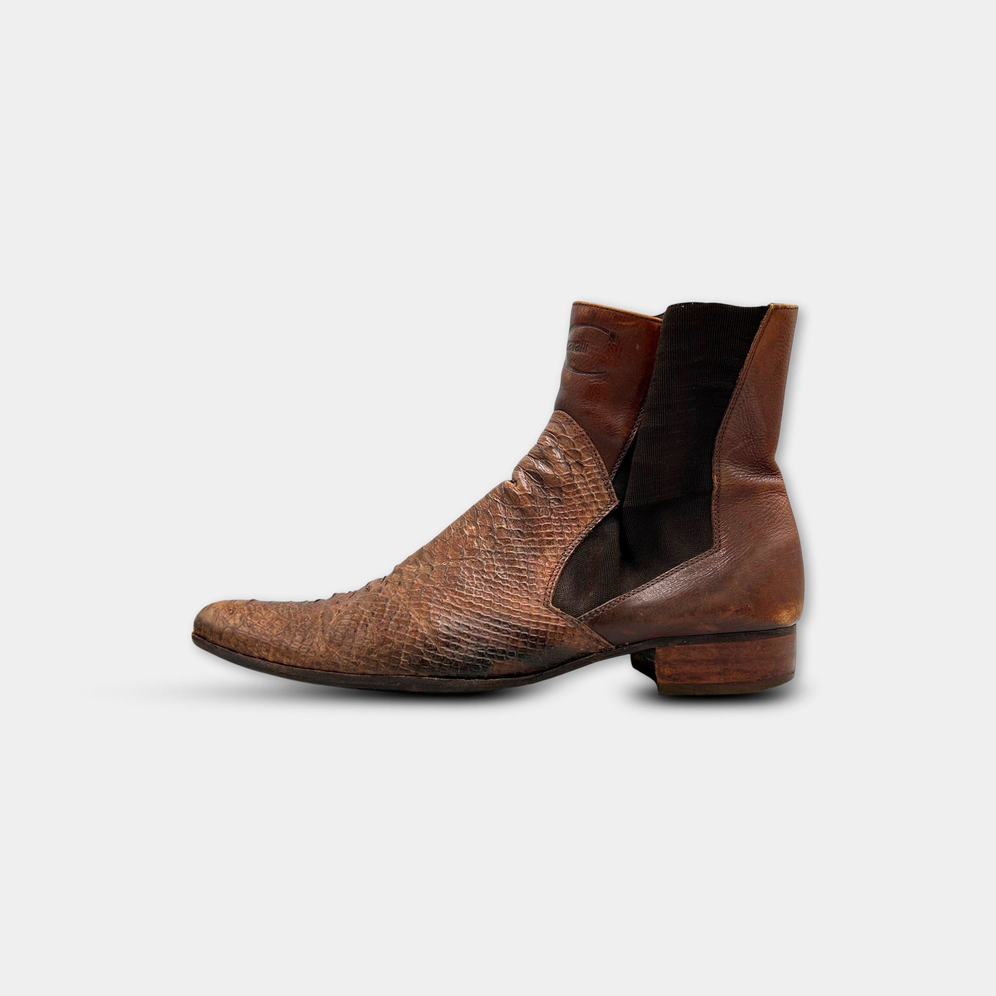 Just Cavalli Just Cavalli Python Leather Brown Chelsea Boots Size US 11 / EU 44 - 8 Thumbnail