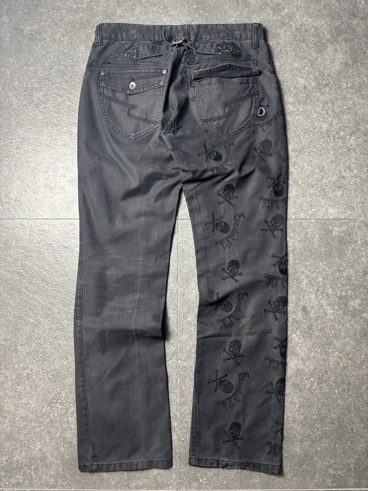 If Six Was Nine 2000s Semantic Design Vkei Skull Poem Faded Pants Size US 30 / EU 46 - 2 Thumbnail