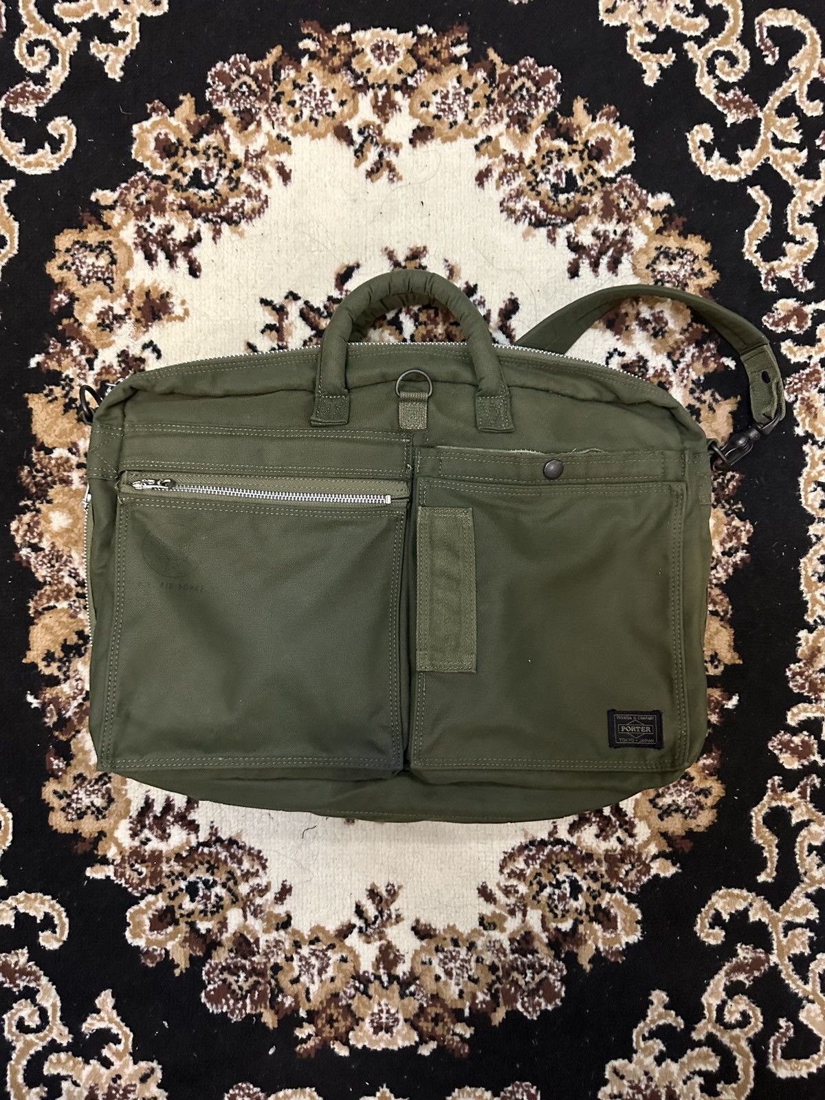 image of Head Porter x Porter Flying Ace 2 Way Briefcase Green, Men's