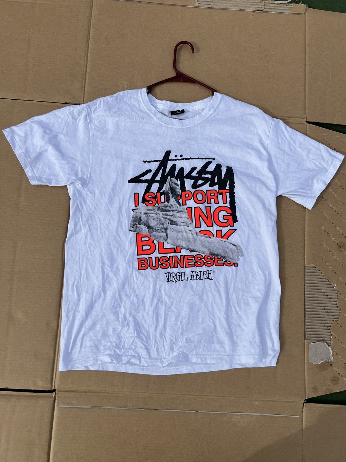 Off-White Stussy Virgil Abloh I Support Young Black Businesses Tee Size US L / EU 52-54 / 3 - 2 Thumbnail