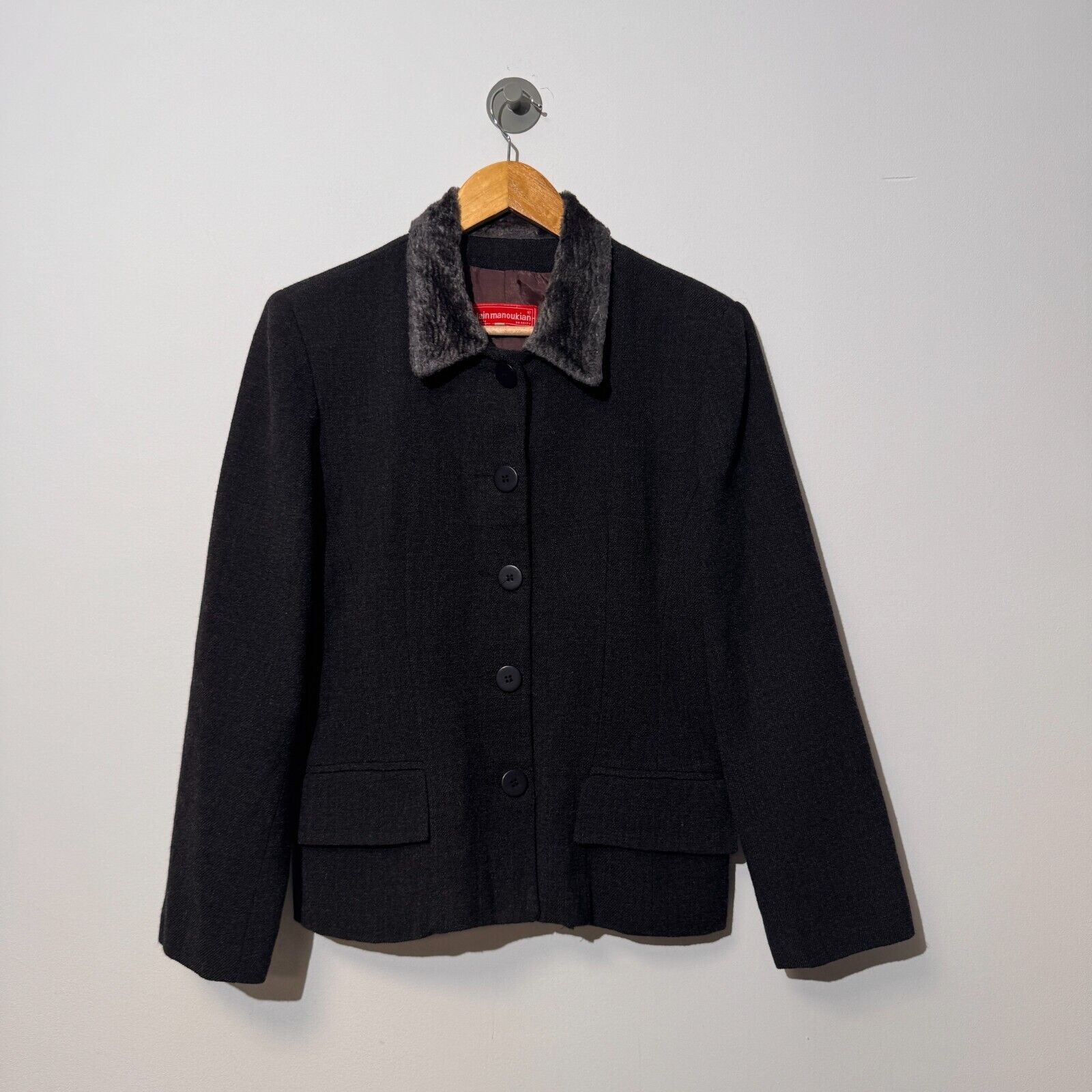 Vintage Alain Manoukian Black Gray Wool Blazer Jacket Size 48 IT Size US L / EU 52-54 / 3 - 1 Thumbnail