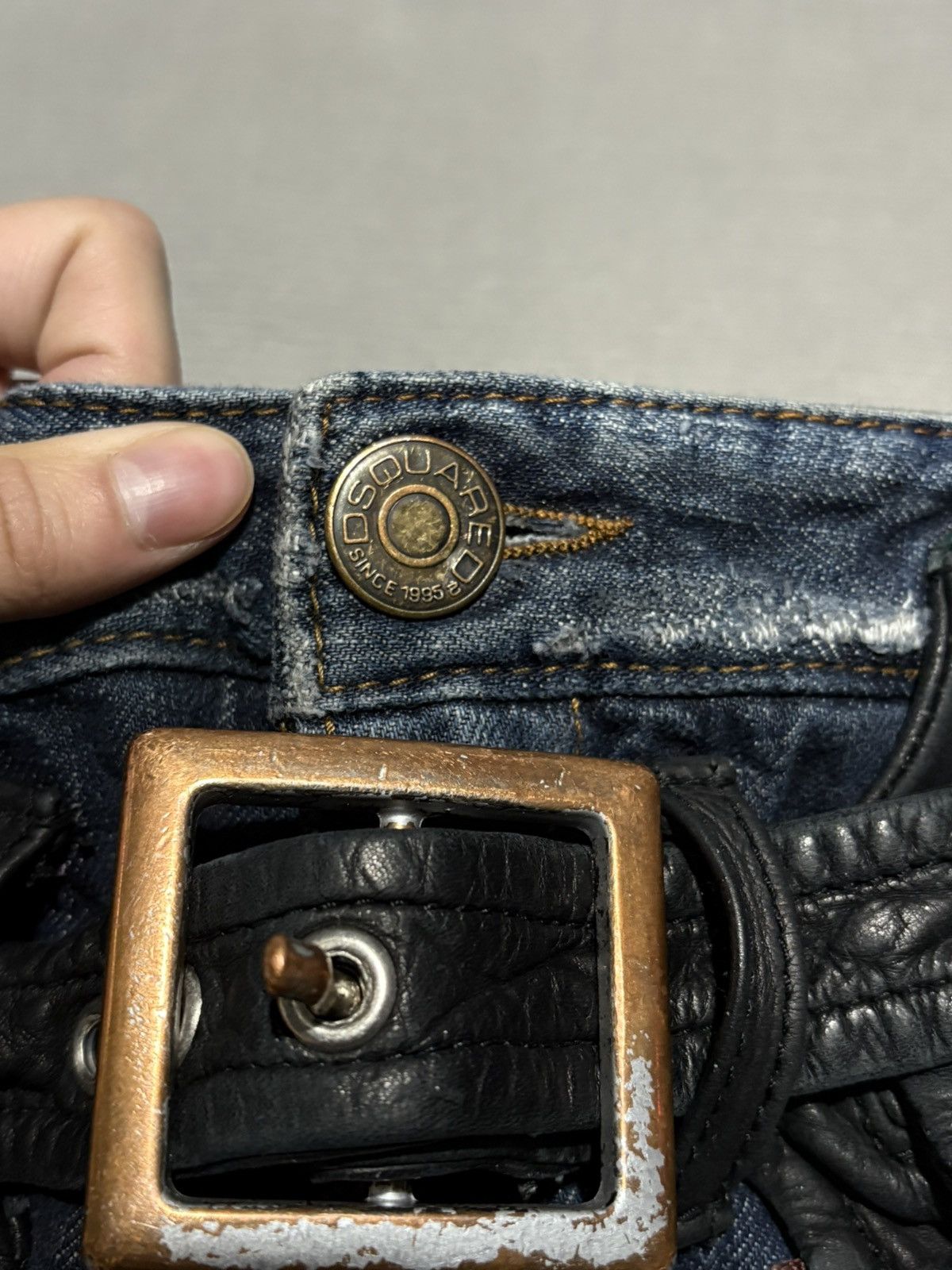 Dsquared2 Dsquared2 Leather Denim Jeans tactical bondage skirt buckle Size 28" / US 6 / IT 42 - 13 Thumbnail