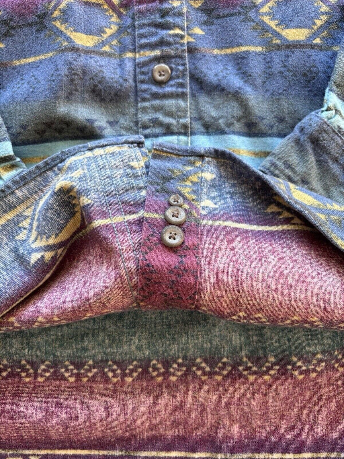 Cabelas × Vintage Cabelas Blue Aztec Striped Chamois Flannel Shirt Women Large Size L / US 10 / IT 46 - 8 Thumbnail