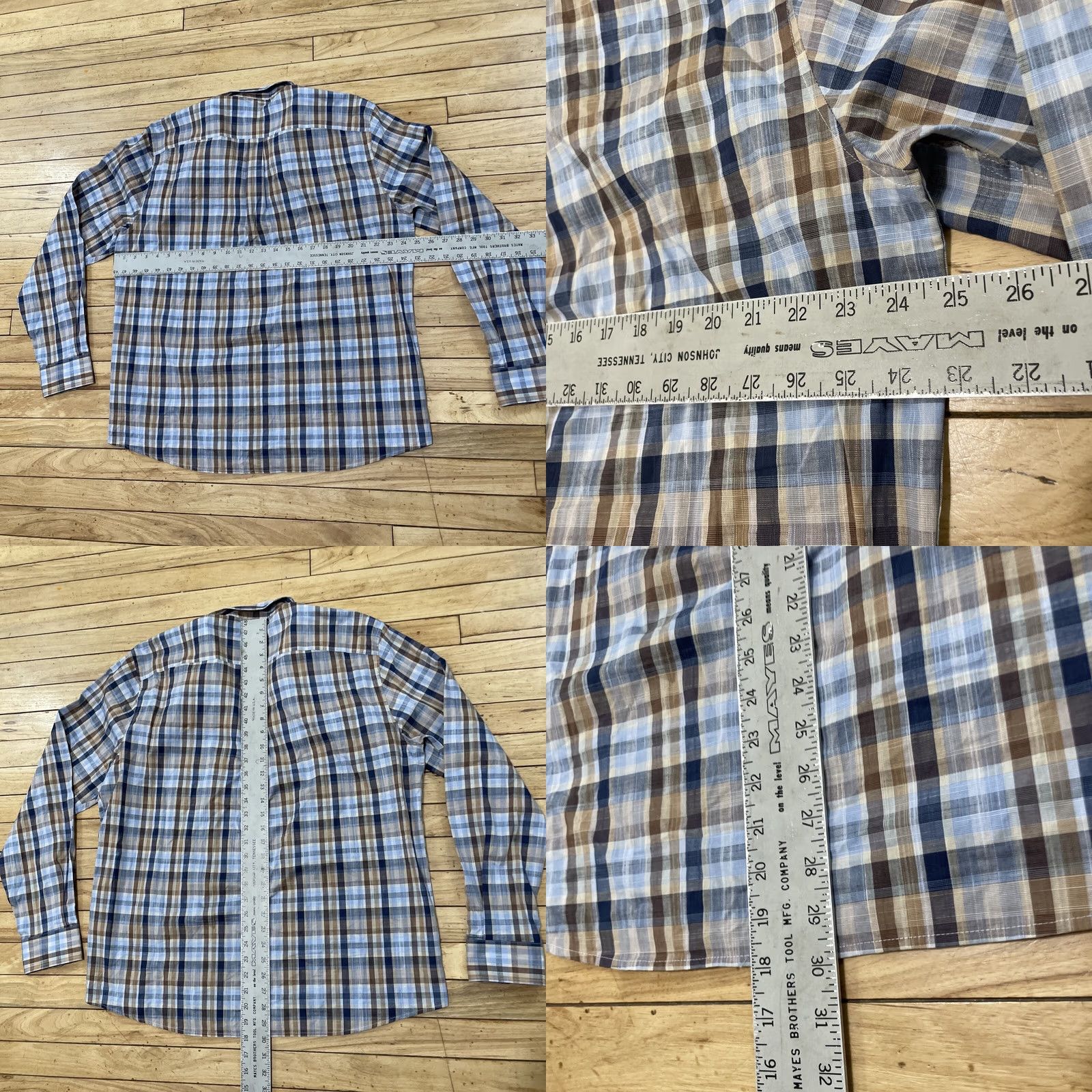 johnnie-O JOHNNIE-O Button Shirt Men XL Hangin' OUT Blue Brown Plaid Surfer Johnnie-O XL Shirt Size US XL / EU 56 / 4 - 8 Thumbnail