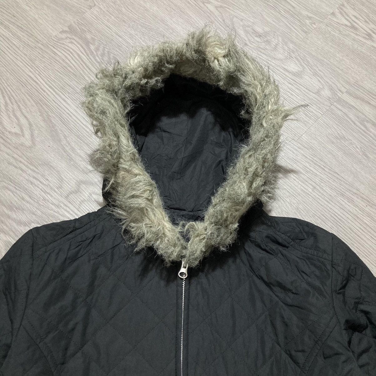 If Six Was Nine 2000s Uniqlo Winter Quilted Fur Trim Jacket Punk Style Size L / US 10 / IT 46 - 5 Thumbnail