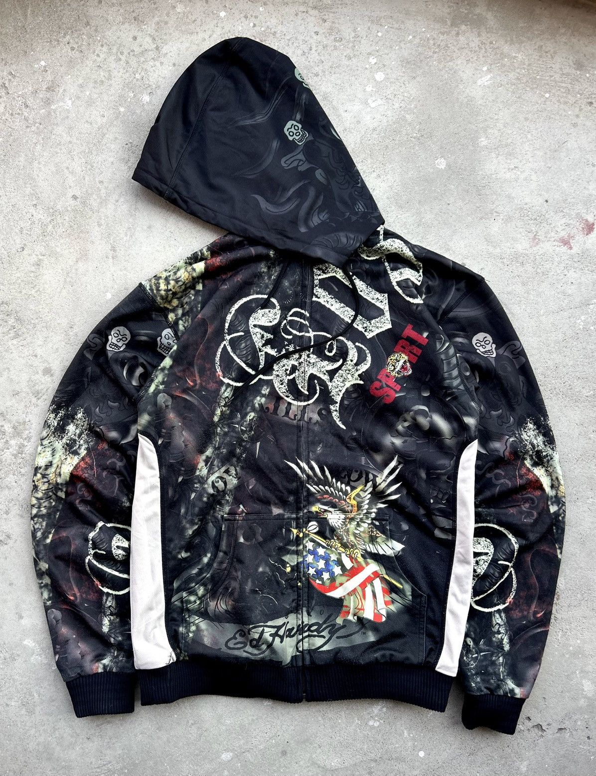 Ed Hardy CRAZY VINTAGE ED HARDY LOS ANGELES ZIPPER HOODIE Size US L / EU 52-54 / 3 - 3 Thumbnail