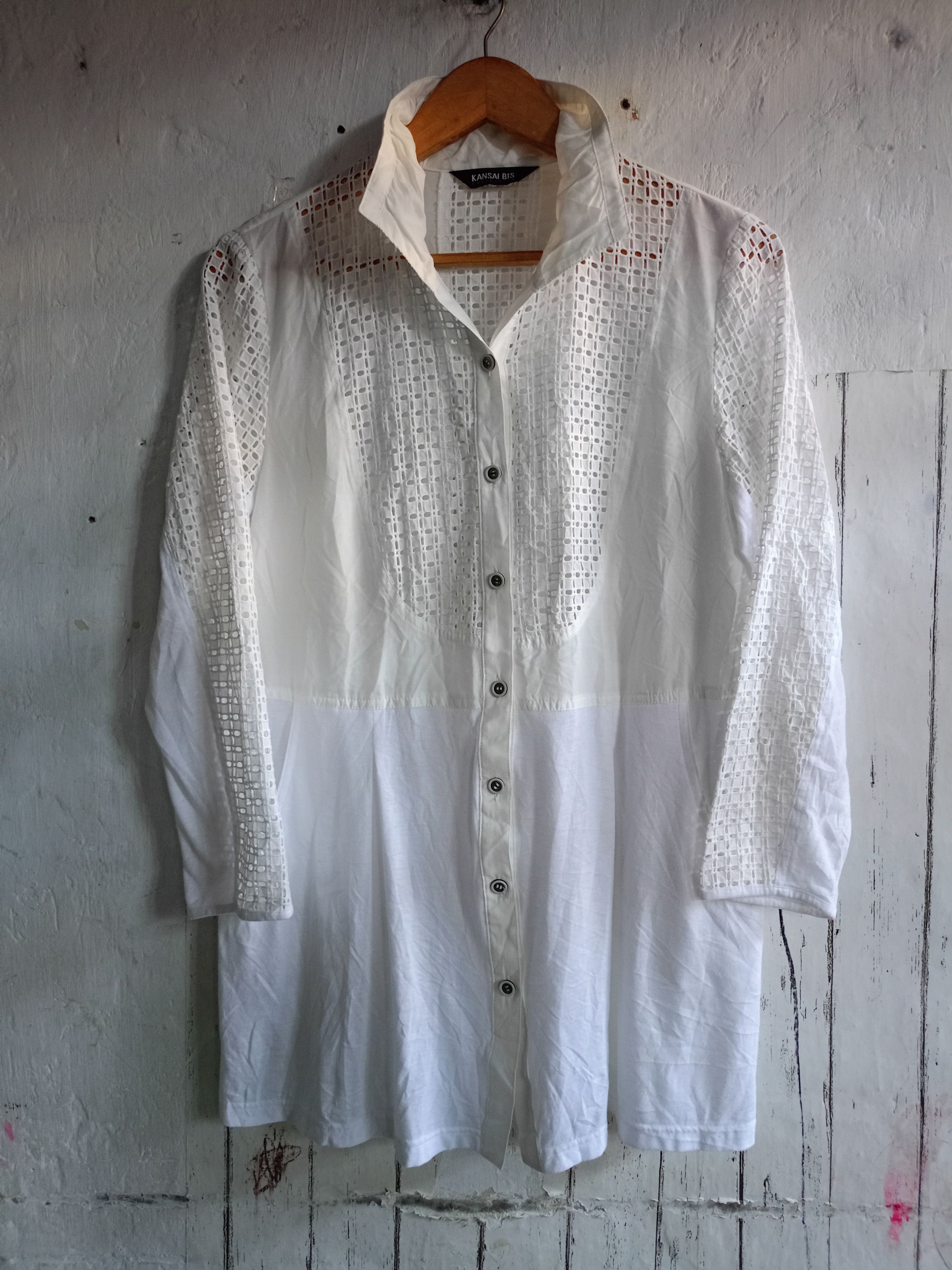 Japanese Brand × Kansai Yamamoto Kansai Bis White Button Blouse Size L / US 10 / IT 46 - 1 Thumbnail