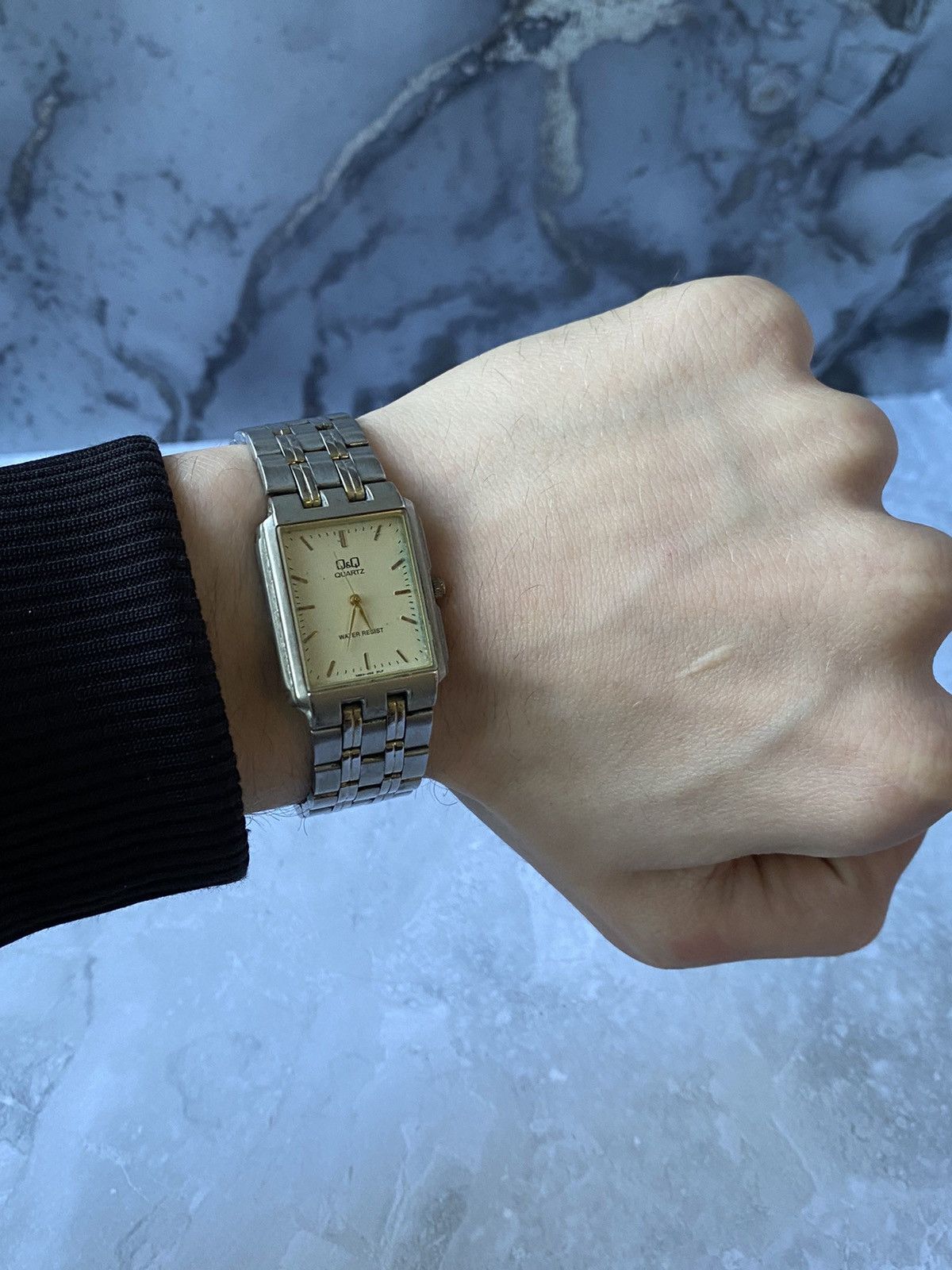 Jewelry x Vintage Q&q Quartz Watch With Metal Bracelet in Silver, Men's