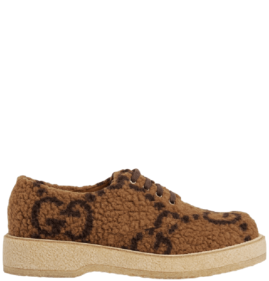 Gucci GUCCI WOOL LEATHER SNEAKER HOPPER GG CAMEL EBONY Size US 10 / EU 43 - 2 Thumbnail