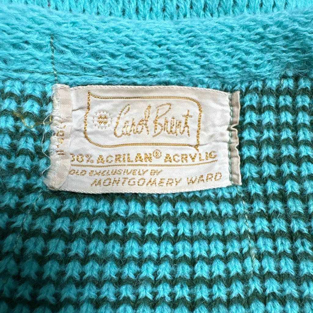 Vintage Vtg Carol Brent Teal Argyle Knit Cape Poncho Sweater 60s 70s Size M / US 6-8 / IT 42-44 - 7 Thumbnail