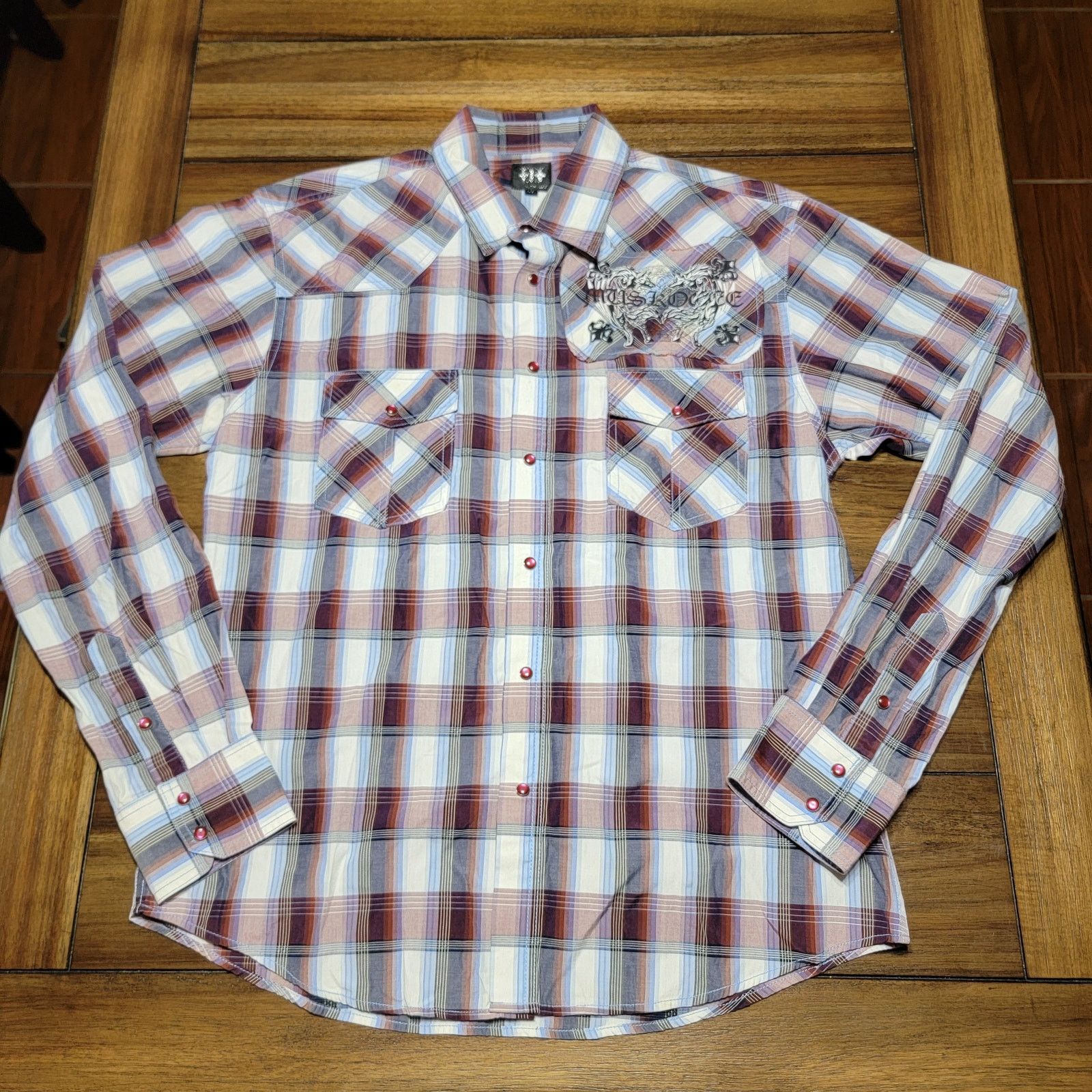 Other Muskogee LS Maroon Plaid Pearl Snap Western Shirt - Size XL Size US XL / EU 56 / 4 - 1 Thumbnail