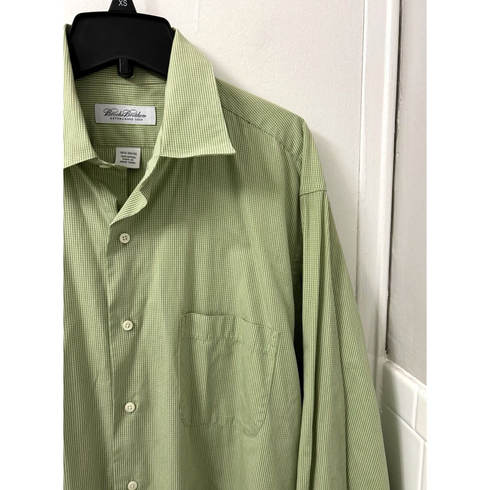 Brooks Brothers Brooks Brothers Shirt Mens 16.5 Green Gingham Button Up Long Sleeve Dress Shirt Size US XL / EU 56 / 4 - 4 Thumbnail