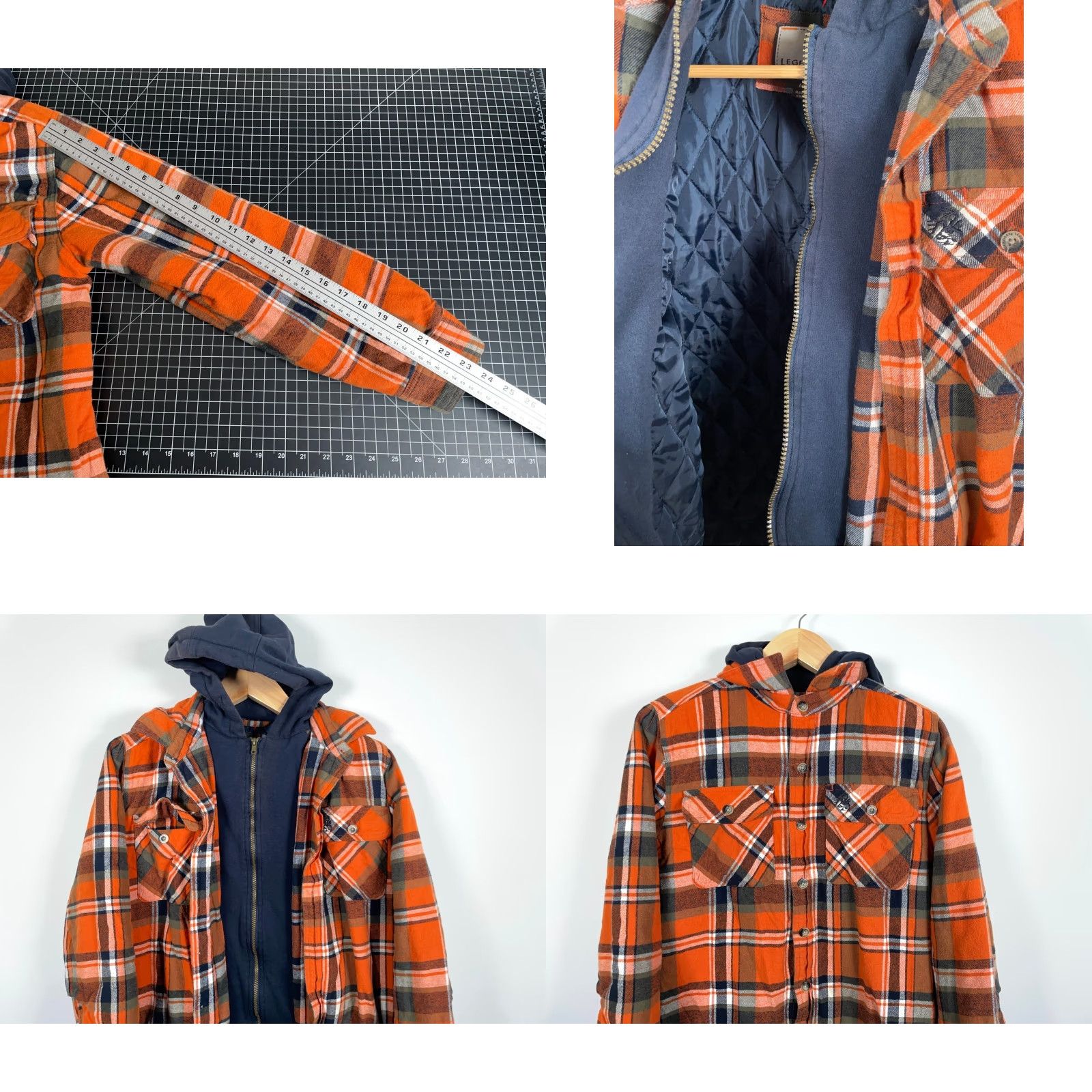 Vintage Legendary Whitetails Jacket Hooded Zip Flannel Orange Plaid Shacket Men's Medium Size US M / EU 48-50 / 2 - 8 Thumbnail