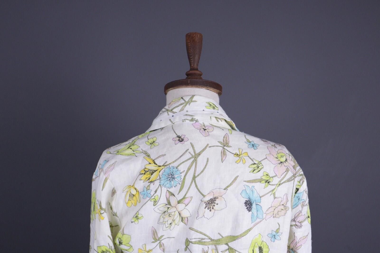 Designer Elisa Cavaletti White Floral Lightweight Jacket Size M Size M / US 6-8 / IT 42-44 - 7 Thumbnail