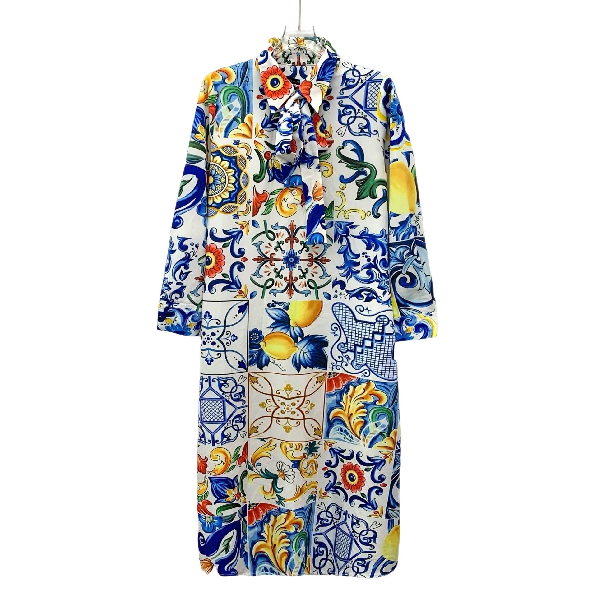 Dolce & Gabbana Dolce & Gabbana Majolica Print Bow Tie Midi Dress M Size M / US 6-8 / IT 42-44 - 1 Thumbnail