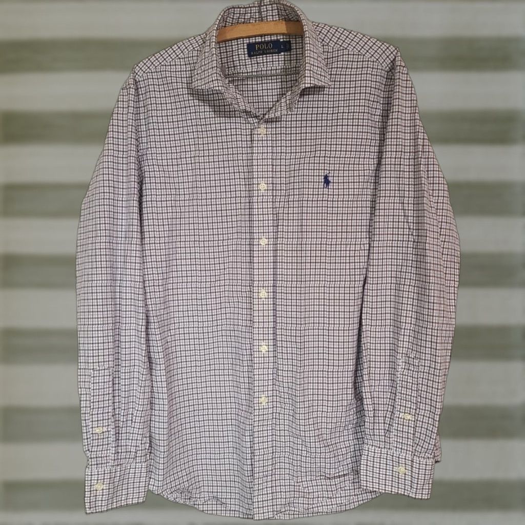 Polo Ralph Lauren RALPH LAUREN POLO SHIRT Long Sleeve Button-Up Plaid MENS L Brown Blue White Colorful Classic Modern Size US L / EU 52-54 / 3 - 1 Thumbnail