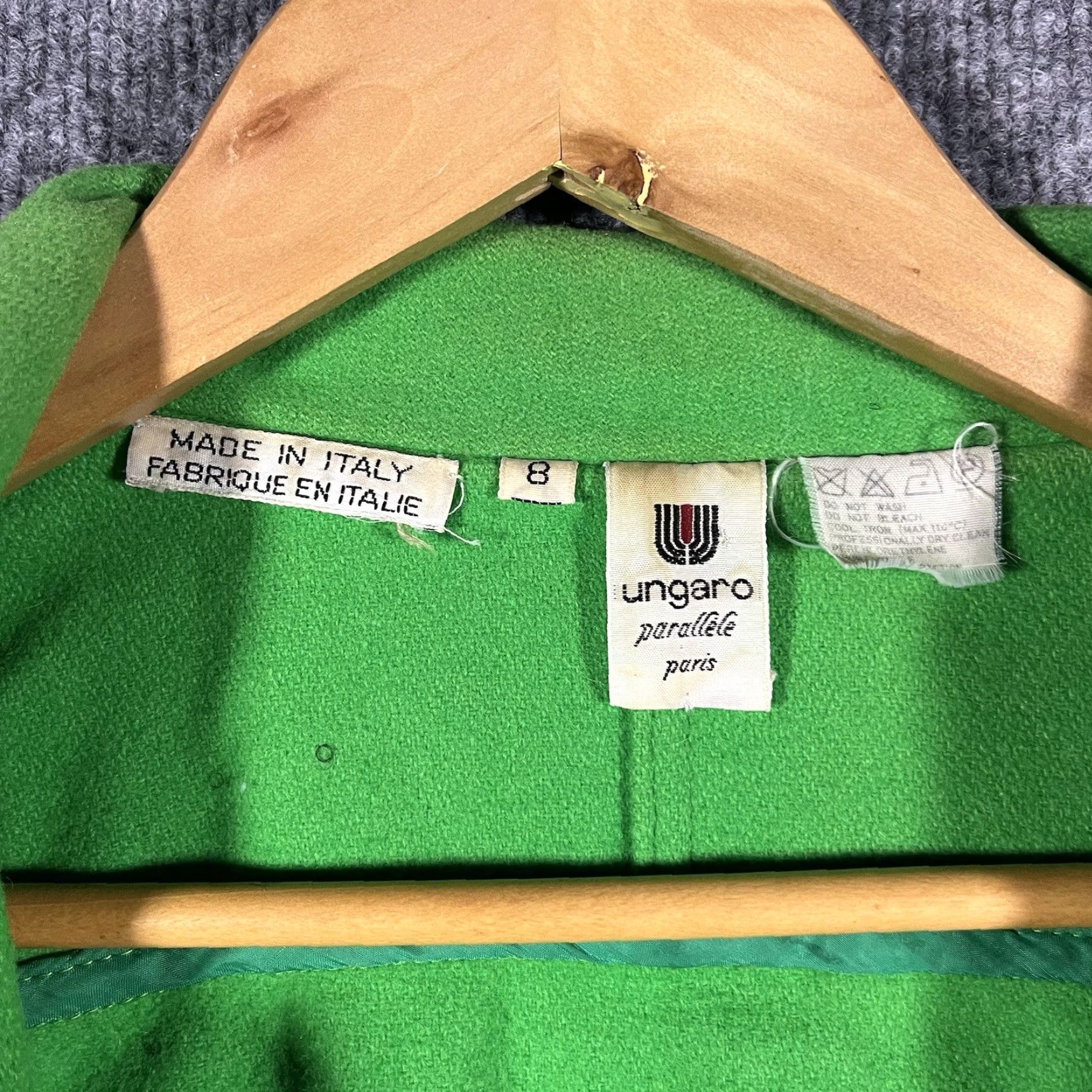 Emanuel Ungaro VINTAGE Emanuel Ungaro Parallele Paris Designer Blazer Jacket Pea Coat Wool Green 8 Women Size M / US 6-8 / IT 42-44 - 2 Thumbnail
