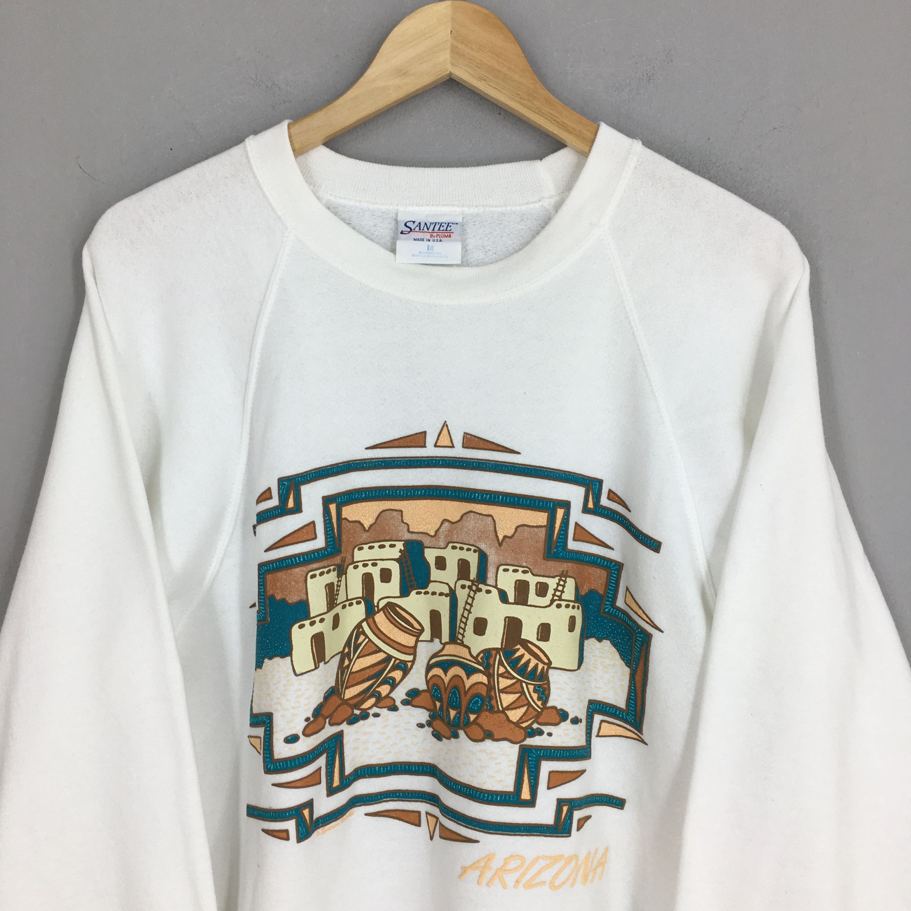 Vintage Vintage Arizona Usa White Sweatshirt Medium Size US M / EU 48-50 / 2 - 2 Thumbnail