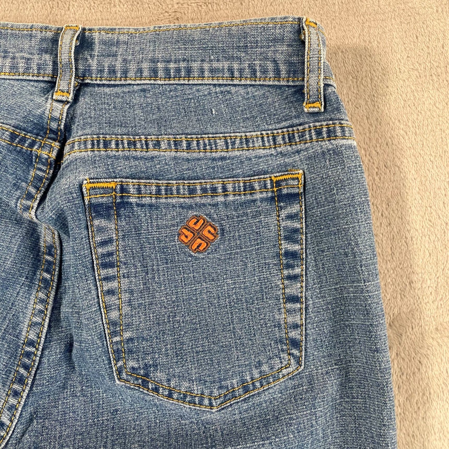 JNCO VINTAGE JNCO Flared Jeans Women 7 Jeans 28x33 Blue Wash Wide Hem Embroidered Pocket 5-Pocket Geometric Hip Hop Hippie Hipster USA Jeans Womens Size 28" / US 6 / IT 42 - 5 Thumbnail