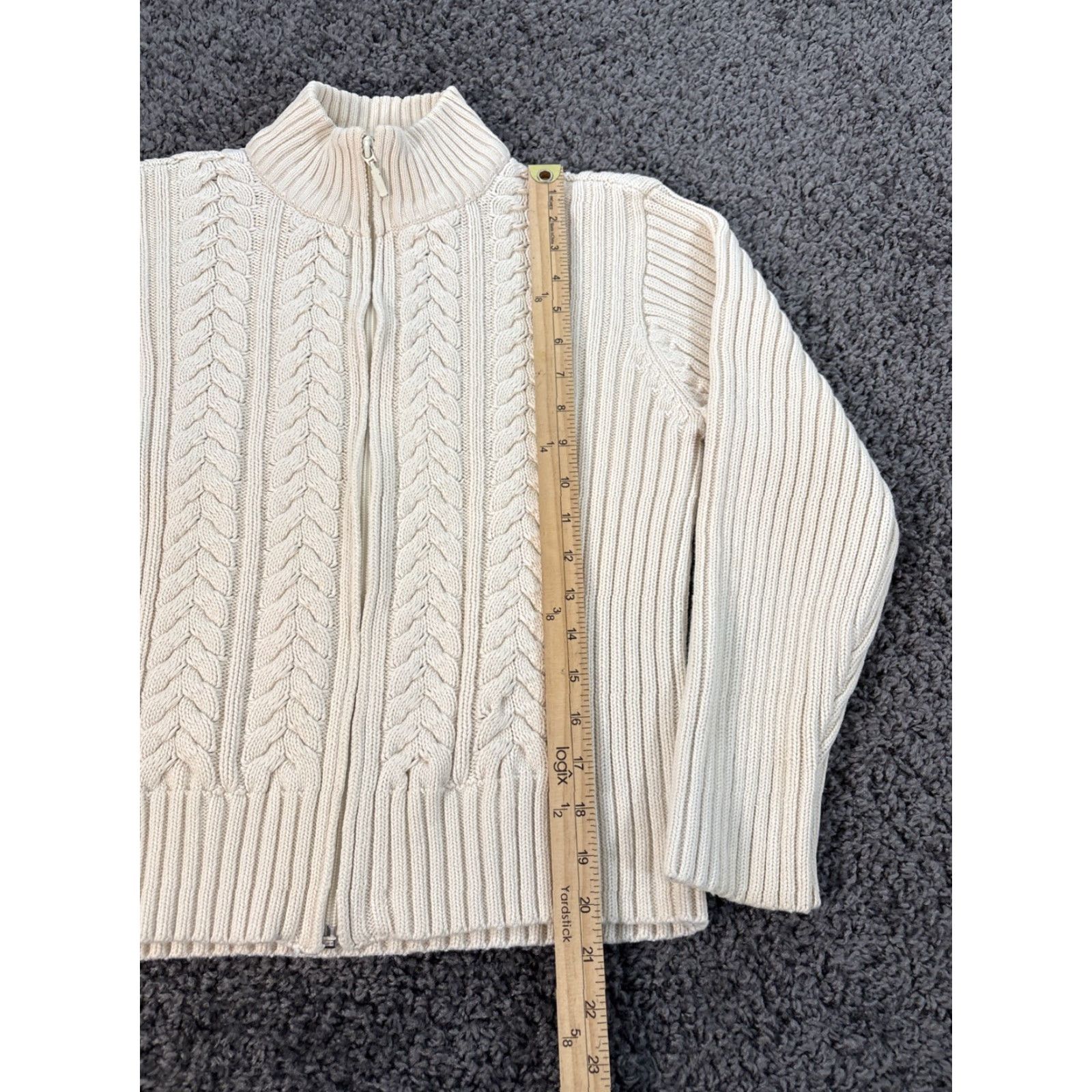 Talbots VINTAGE Talbots Cardigan Sweater Womens Petite Medium Ivory Mock 90s Knit Mock Neck Womens Size M / US 6-8 / IT 42-44 - 2 Thumbnail