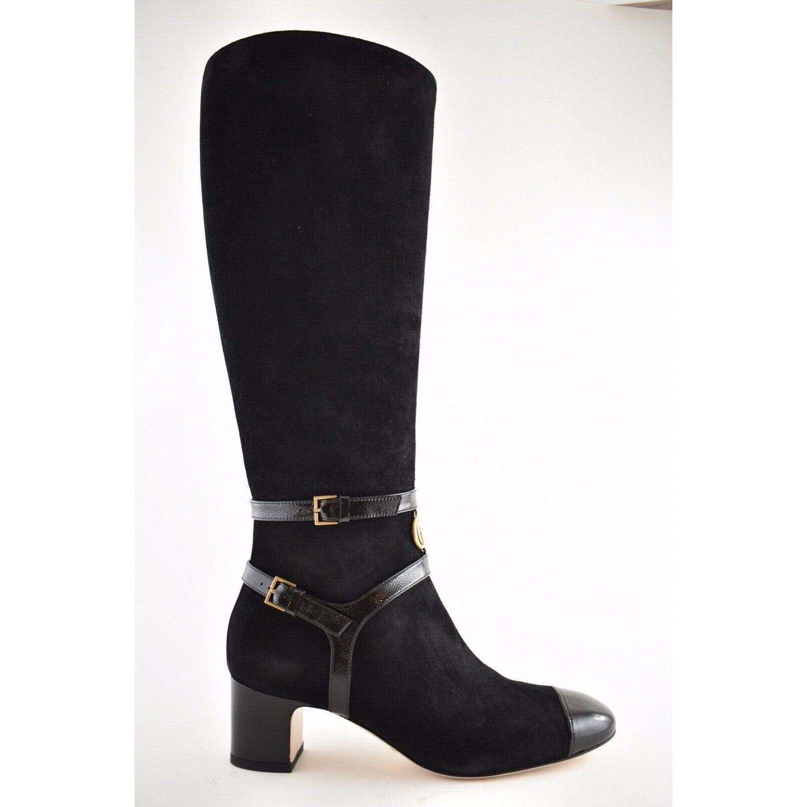 Gucci Gucci Geraldine 55 Black Suede Patent GG Gold Logo Low Size US 5 / IT 35 - 3 Thumbnail