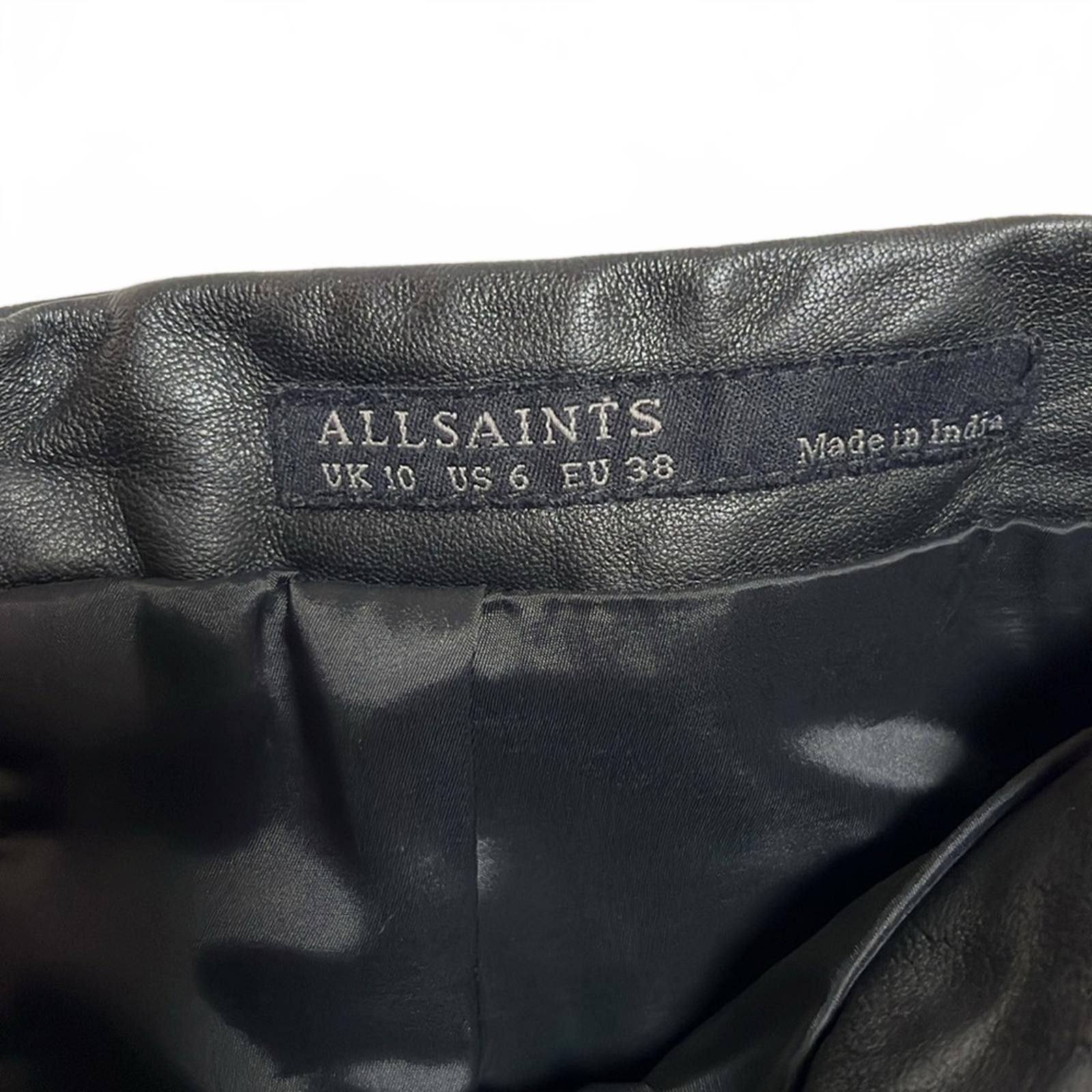 Allsaints All Saints Black Leather Mini Skirt Size 28" / US 6 / IT 42 - 3 Thumbnail