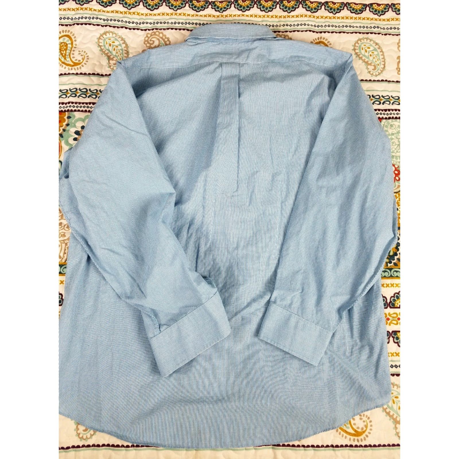 Ralph Lauren Chaps Polo Ralph Lauren Wrinkle Free Dress Shirt Mens 17 34/35 Blue Button Up Size 46R - 3 Thumbnail
