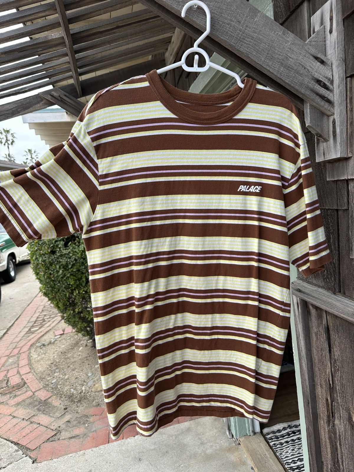 Palace Palace Stripe T-Shirt Brown M Size US M / EU 48-50 / 2 - 1 Thumbnail