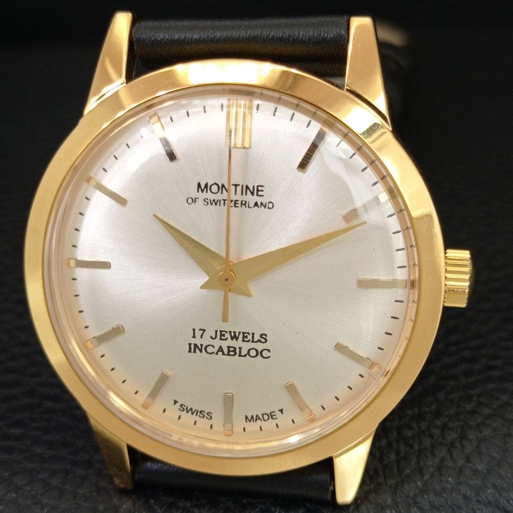 Other VINTAGE MONTINE HAND-WINDING SWISS MENS SILVER WATCH a444156 Size 38 - 3 Thumbnail