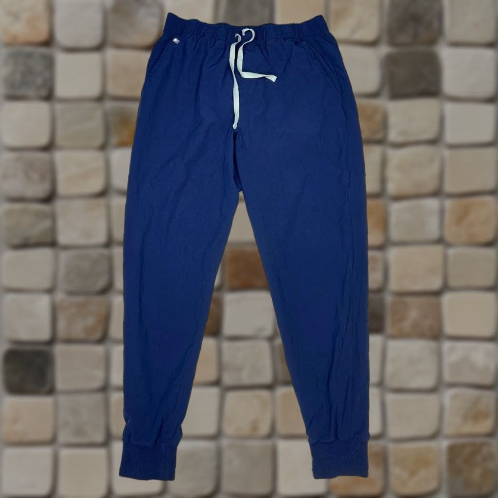 Vintage FIGS Jogger Scrub Pants Mens Large Blue Mid Rise Tapered Leg Drawstring Medical Size US 33 - 1 Thumbnail