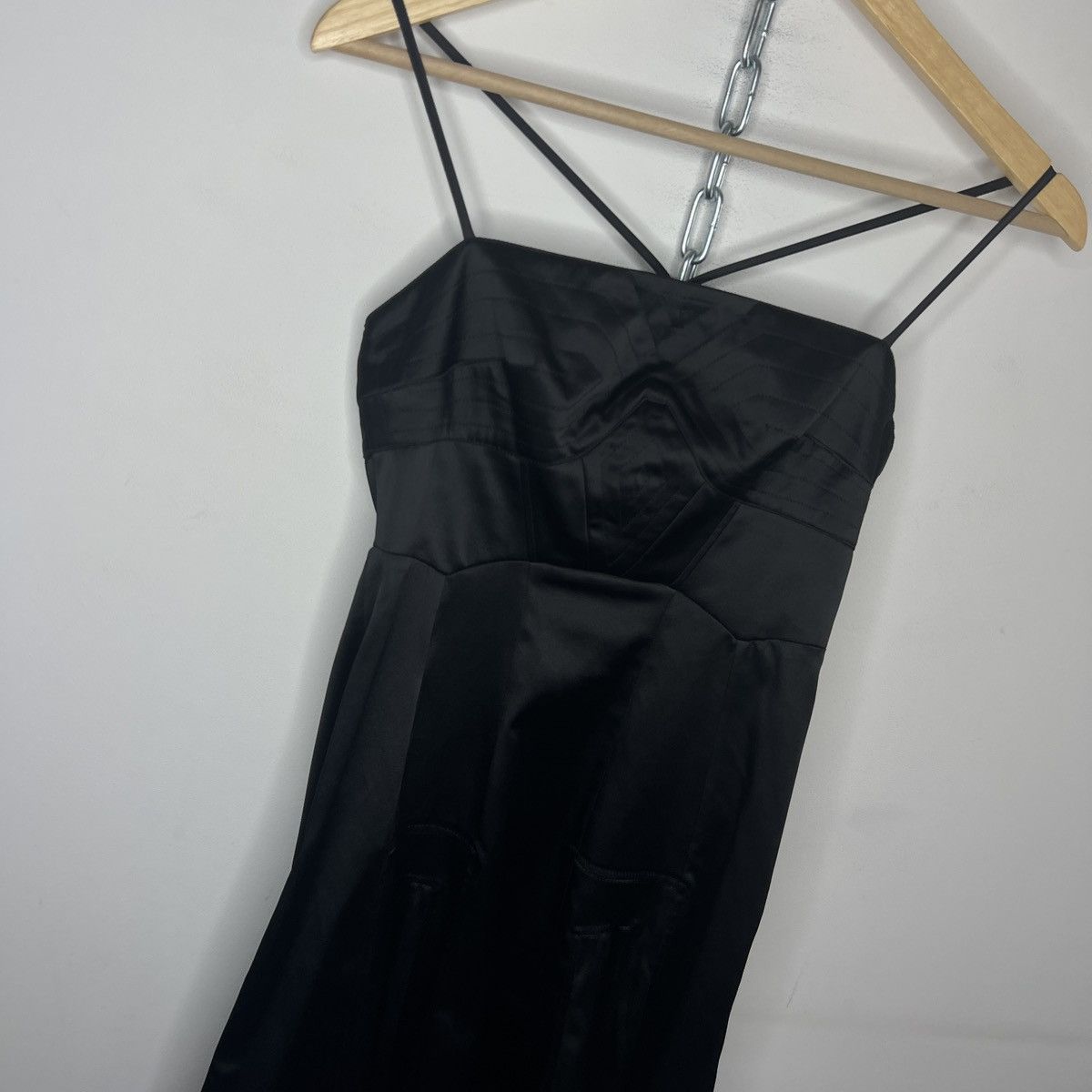 Just Cavalli Just Cavalli Black Satin Mini Dress (S) Coquette Y2k Size S / US 4 / IT 40 - 5 Thumbnail