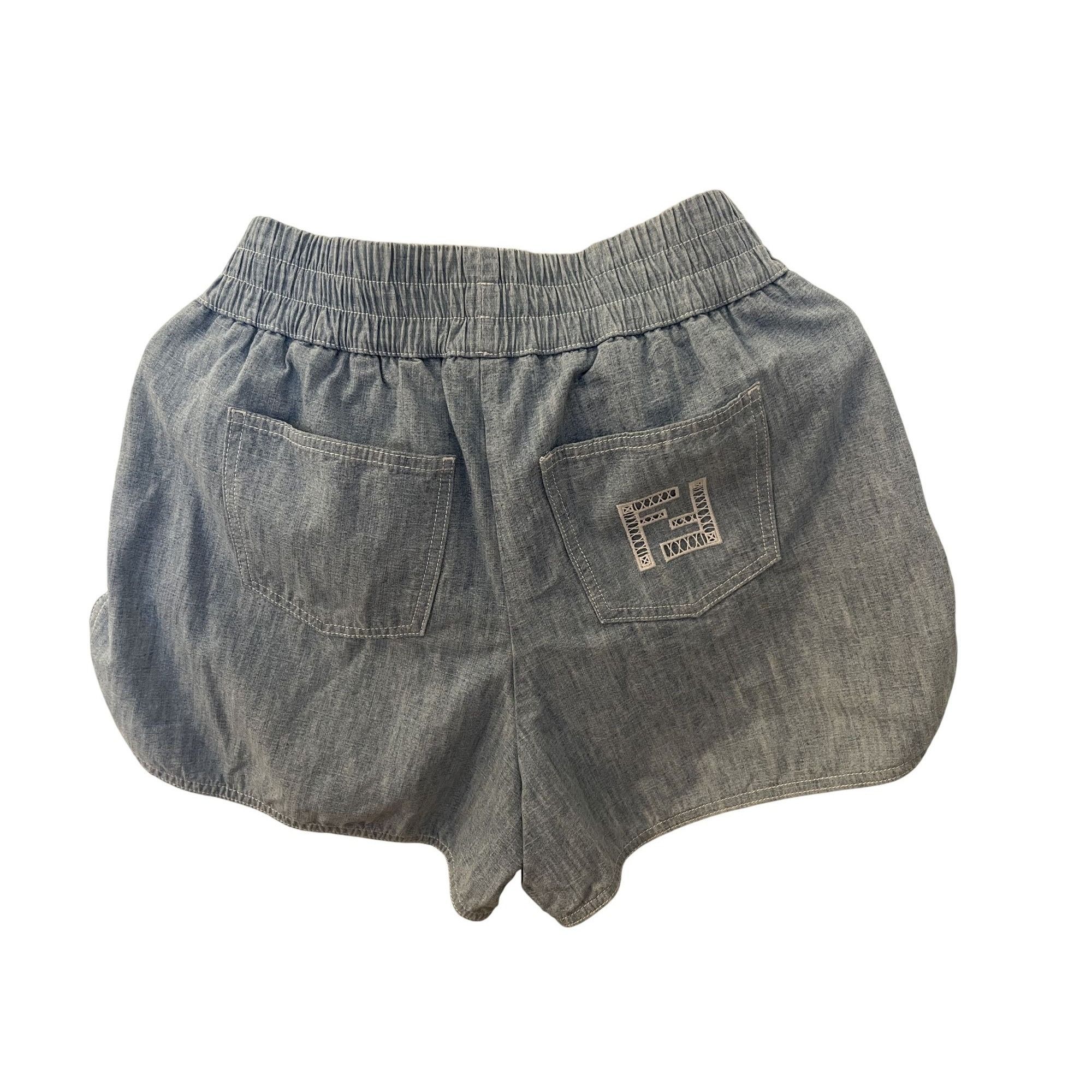 Fendi Fendi Womens Chambray Summer Shorts Made In Italy With Elast Size S / US 4 / IT 40 - 6 Thumbnail