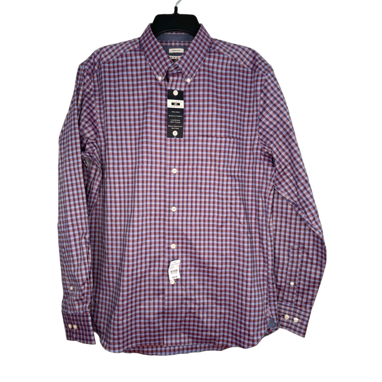 Joseph Abboud Joseph Abboud Mens M Long Sleeve Button-Up Dress Shirt NWT  Non Iron Purple Check Cotton Classic Designer Workwear | Grailed