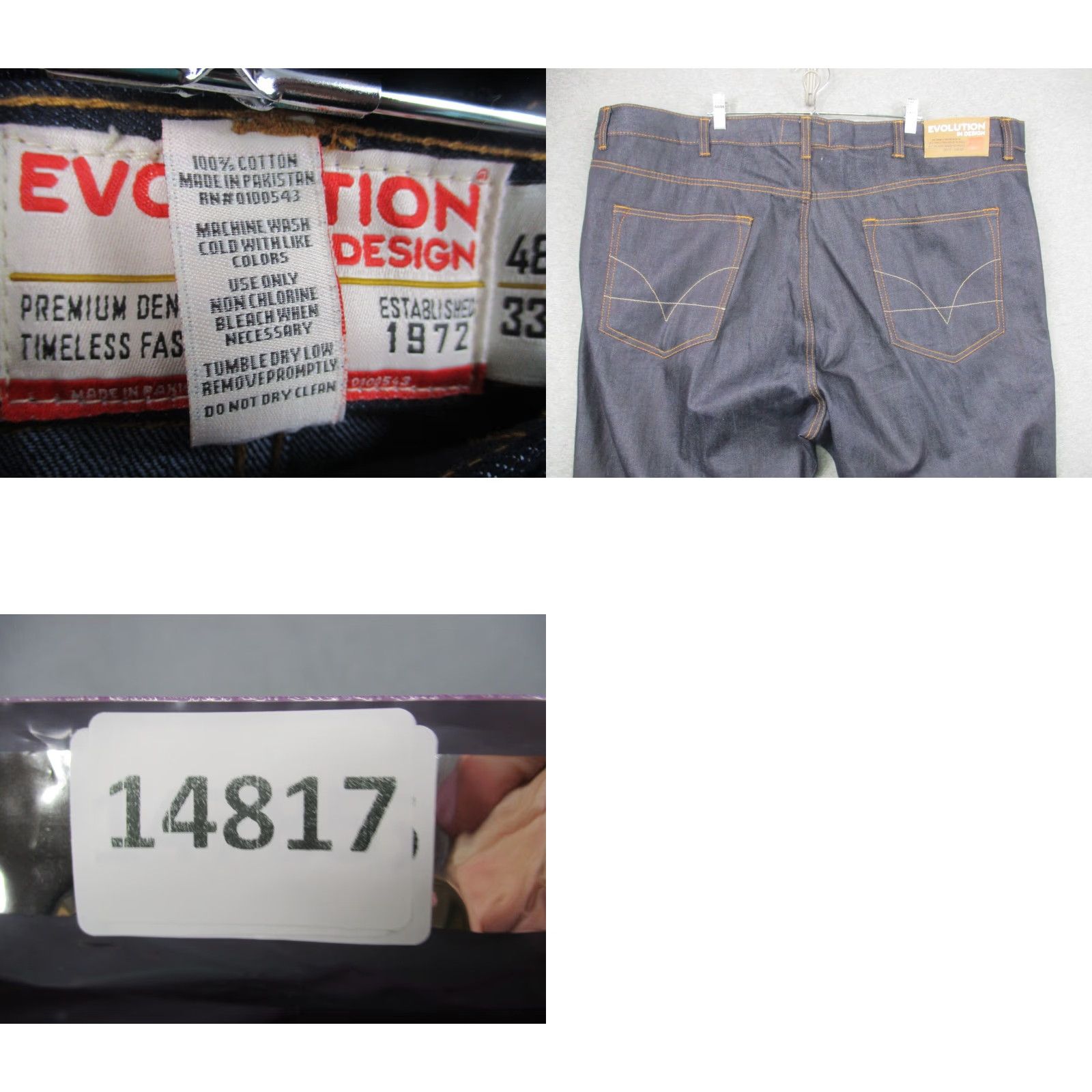 Vintage Evolution Jeans Men’s 48x33 Baggy Dark Wash Denim Rise High Inseam 33 Relaxed Regular Mens Size US 32 / EU 48 - 8 Thumbnail