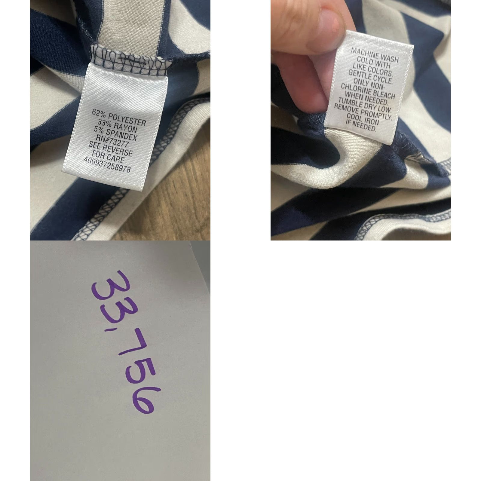 Vintage Sonoma Skirt Women's Size Large Blue Grey Striped Tie Waist Straight Pencil Size 36" / US 14 / IT 50 - 8 Thumbnail