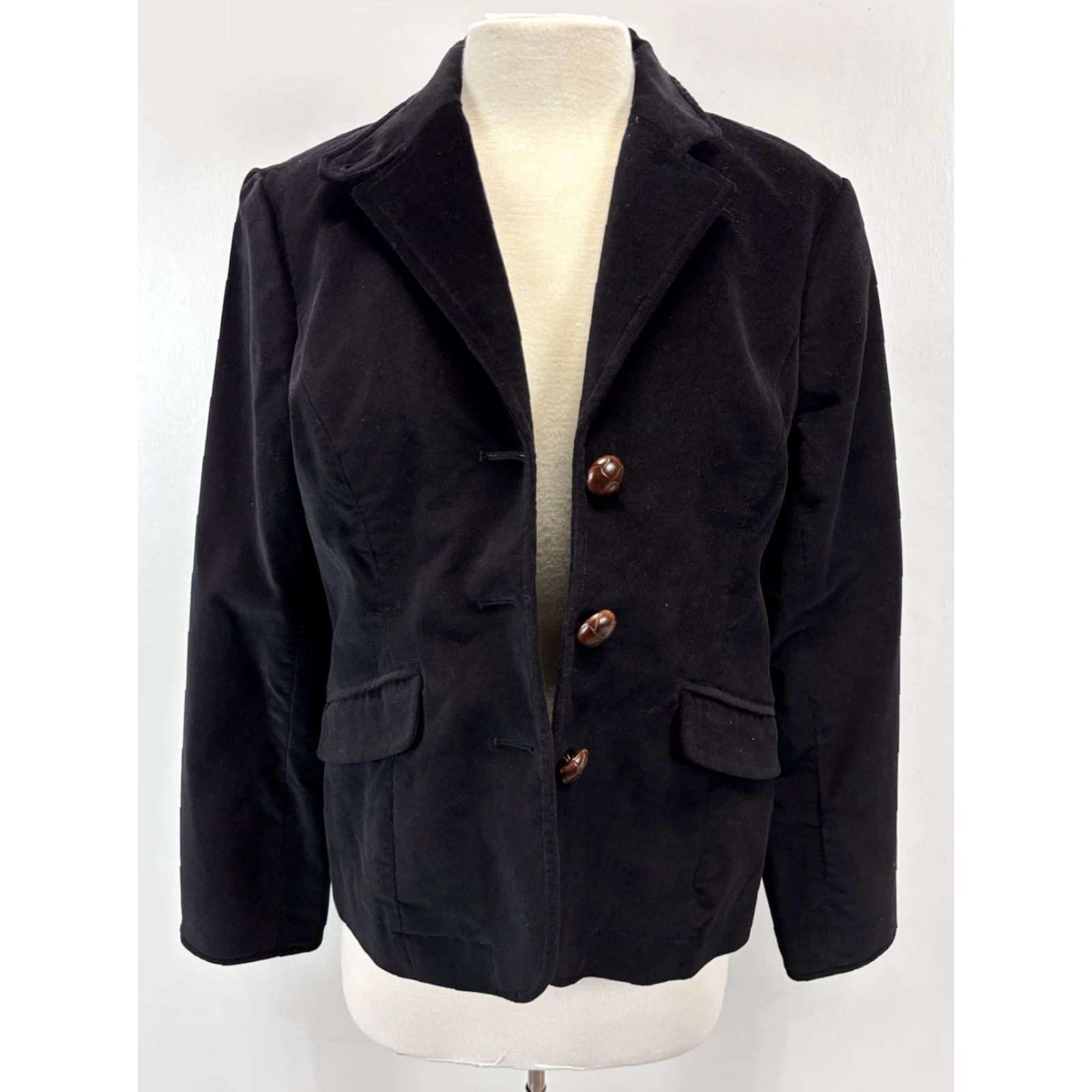 Vintage L.L. Bean Velvet Blazer Jacket Women's Regular Size 12 Black Lined Business Classic Size XL / US 12-14 / IT 48-50 - 6 Thumbnail