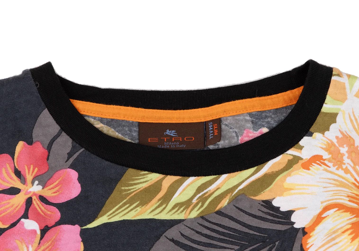 Etro Hibiscus Print T-Shirt in Black, Orange, and Pink, Size S Size US S / EU 44-46 / 1 - 3 Thumbnail