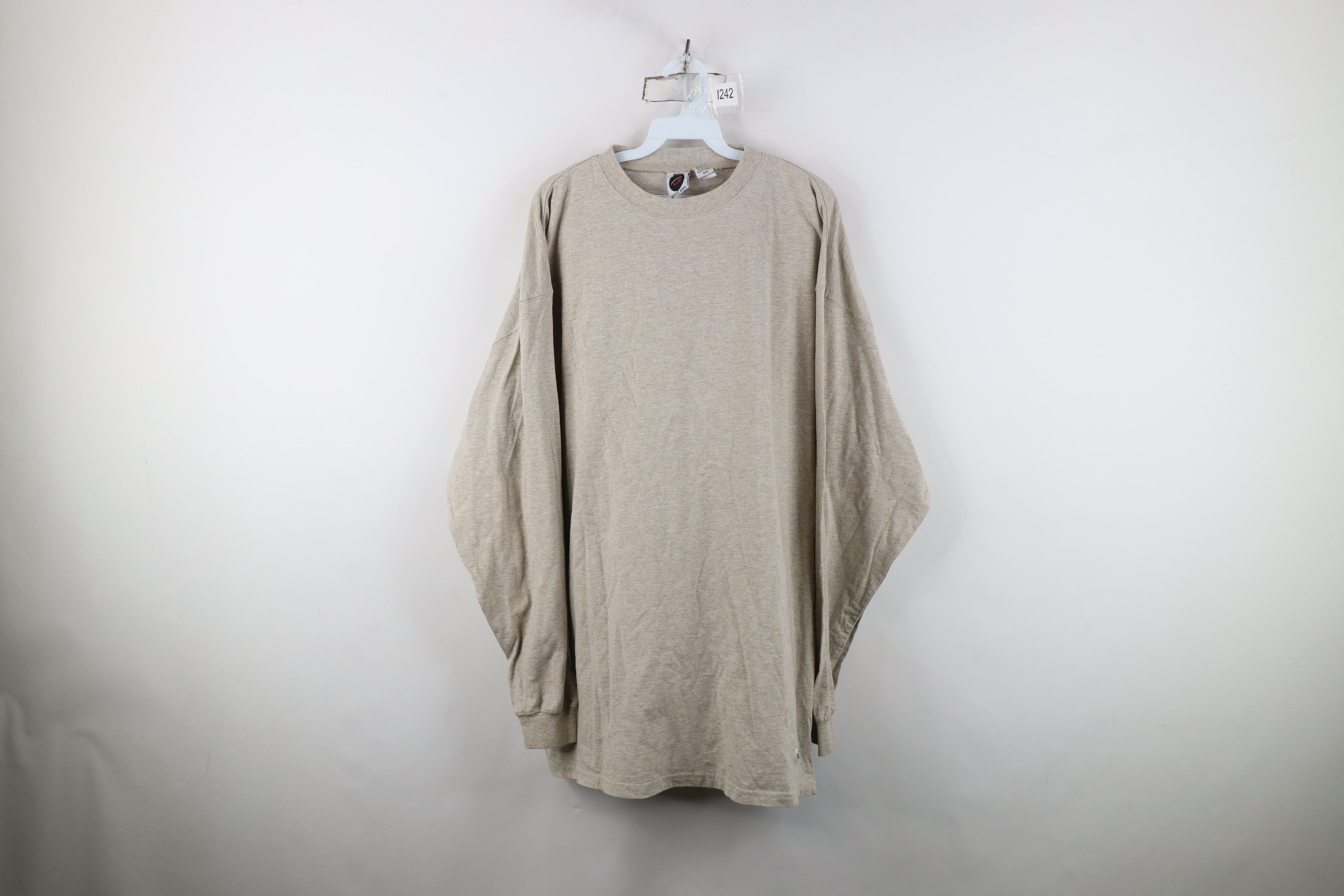 Vintage Vintage 90s Streetwear Long Sleeve T-Shirt Oatmeal Brown Size US XXL / EU 58 / 5 - 1 Thumbnail