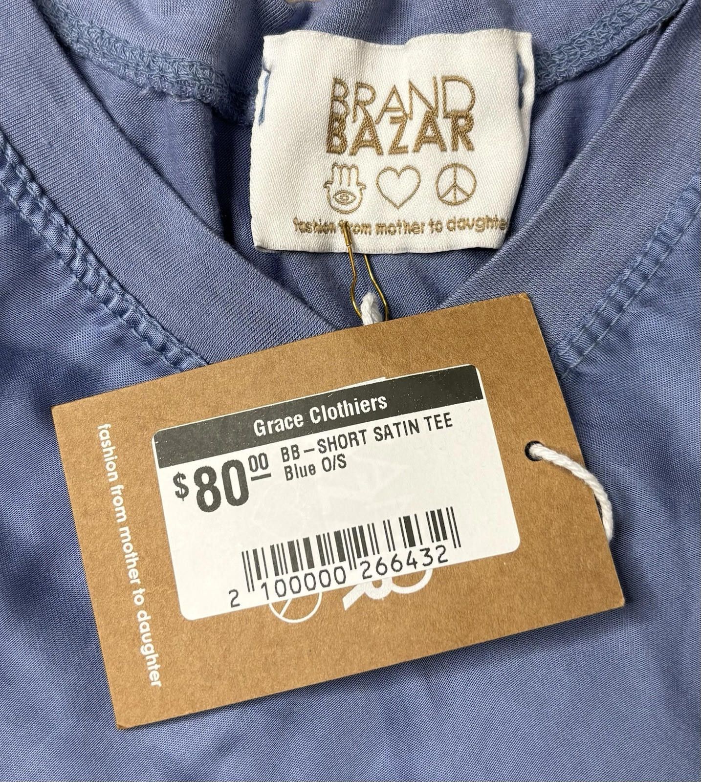 Other Brand Bazar Top Womens Small Satin Tee Silk Blend Italy Blue Size S / US 4 / IT 40 - 2 Thumbnail