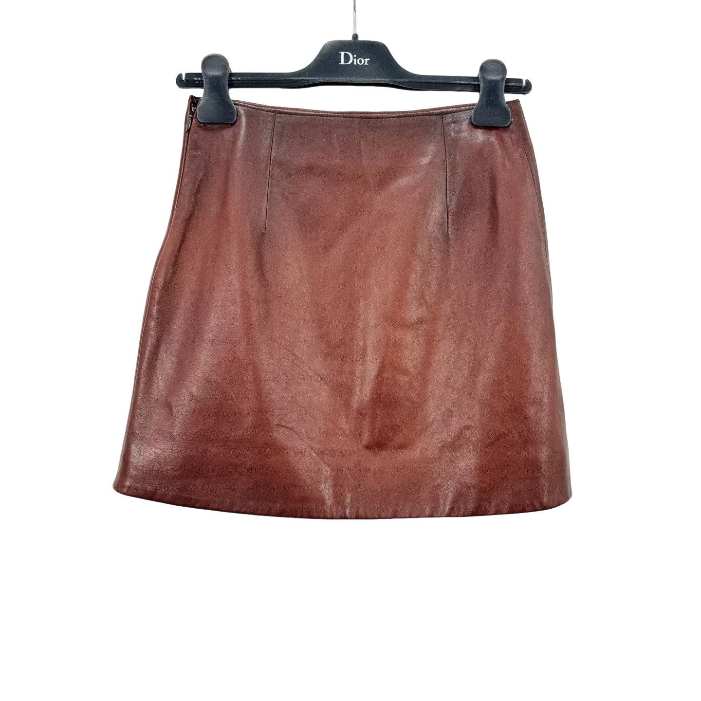 Miu Miu Miu Miu Brown Leather Mini Skirt Size 36 Size 25" / US 0 / IT 36 - 1 Thumbnail