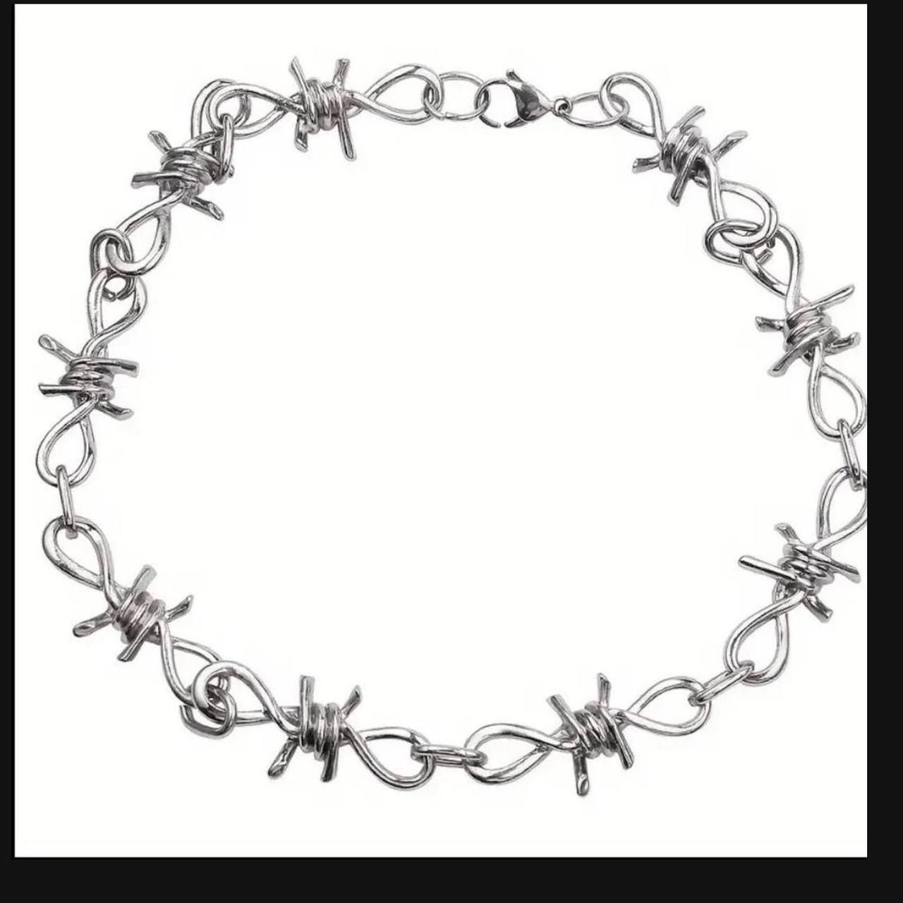 Jewelry Silver Barb Wire Chain Necklace -CHN Size ONE SIZE - 3 Thumbnail