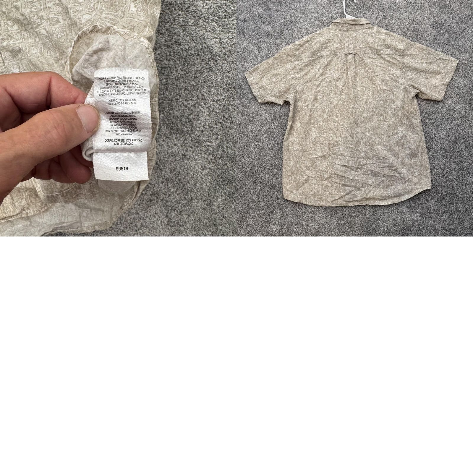 Vintage Columbia Shirt Mens Large Beige Short Sleeve Button-Up Coastal Vacation Beach Geometric Pattern Size US L / EU 52-54 / 3 - 8 Thumbnail